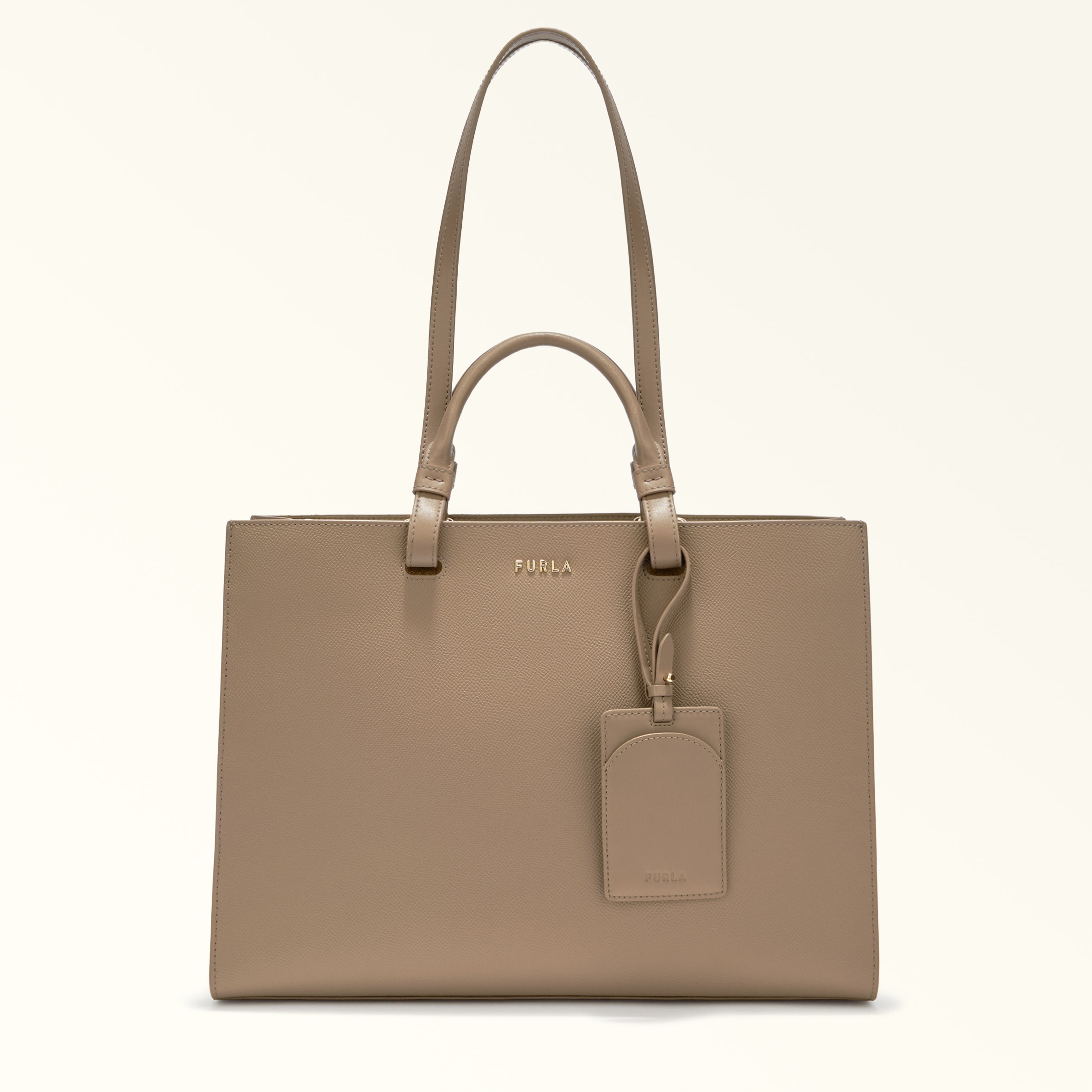Furla Brown Deva Tote L Taupe Andromeda Calf Leather Woman