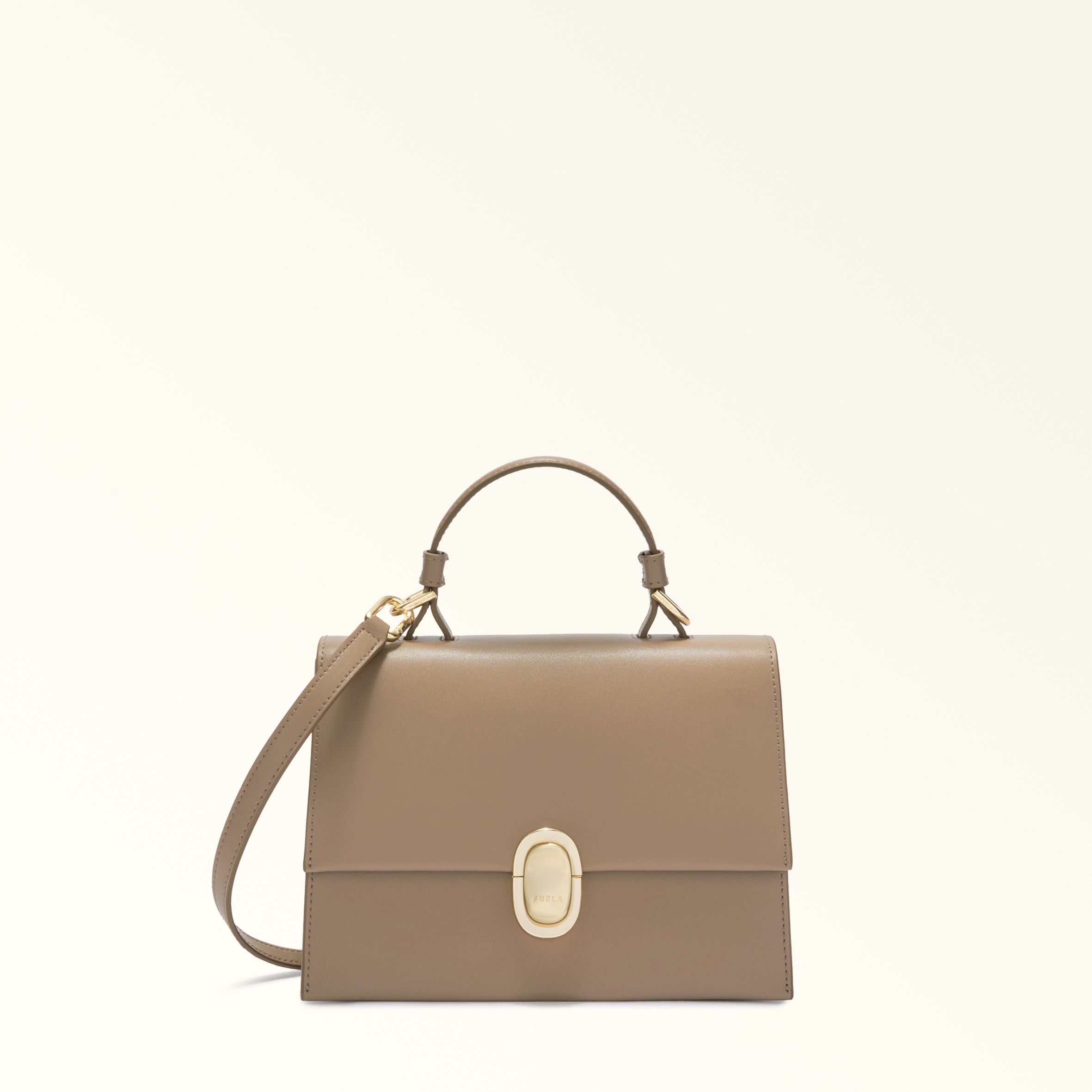 Furla Brown Eclisse Top Handle S Taupe Sidney Calf Leather Woman