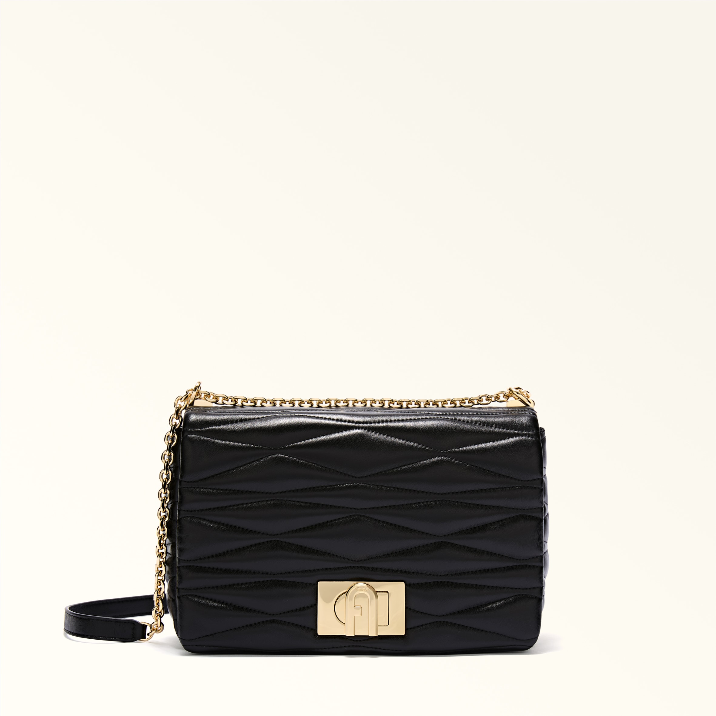 Furla Donna Nero 1927 Borsa A Tracolla M Nappa Di Pelle Di Vitello Di Lusso Trapuntata Dattero