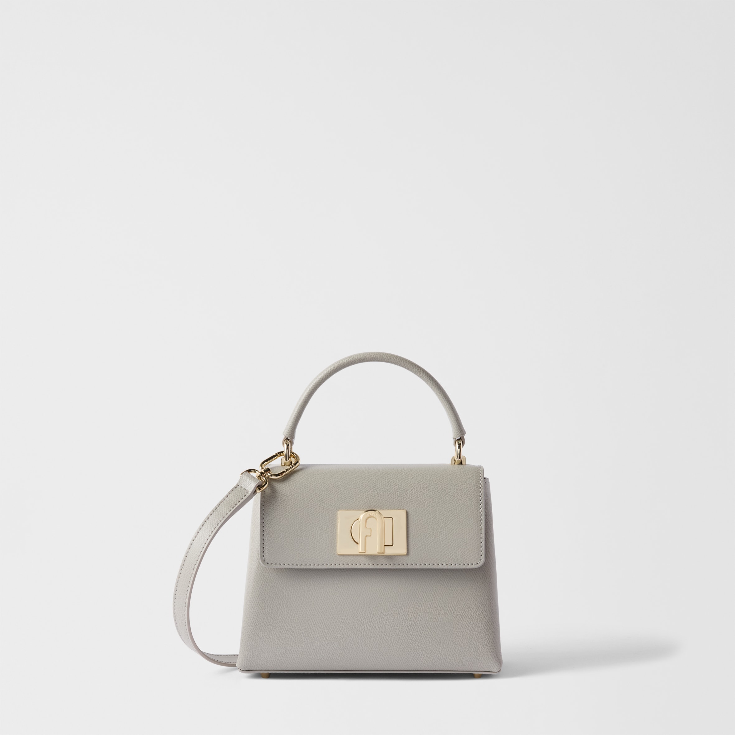 Furla Donna Grigio 1927 Borsa A Mano Mini Stone Gray Pelle Stampata