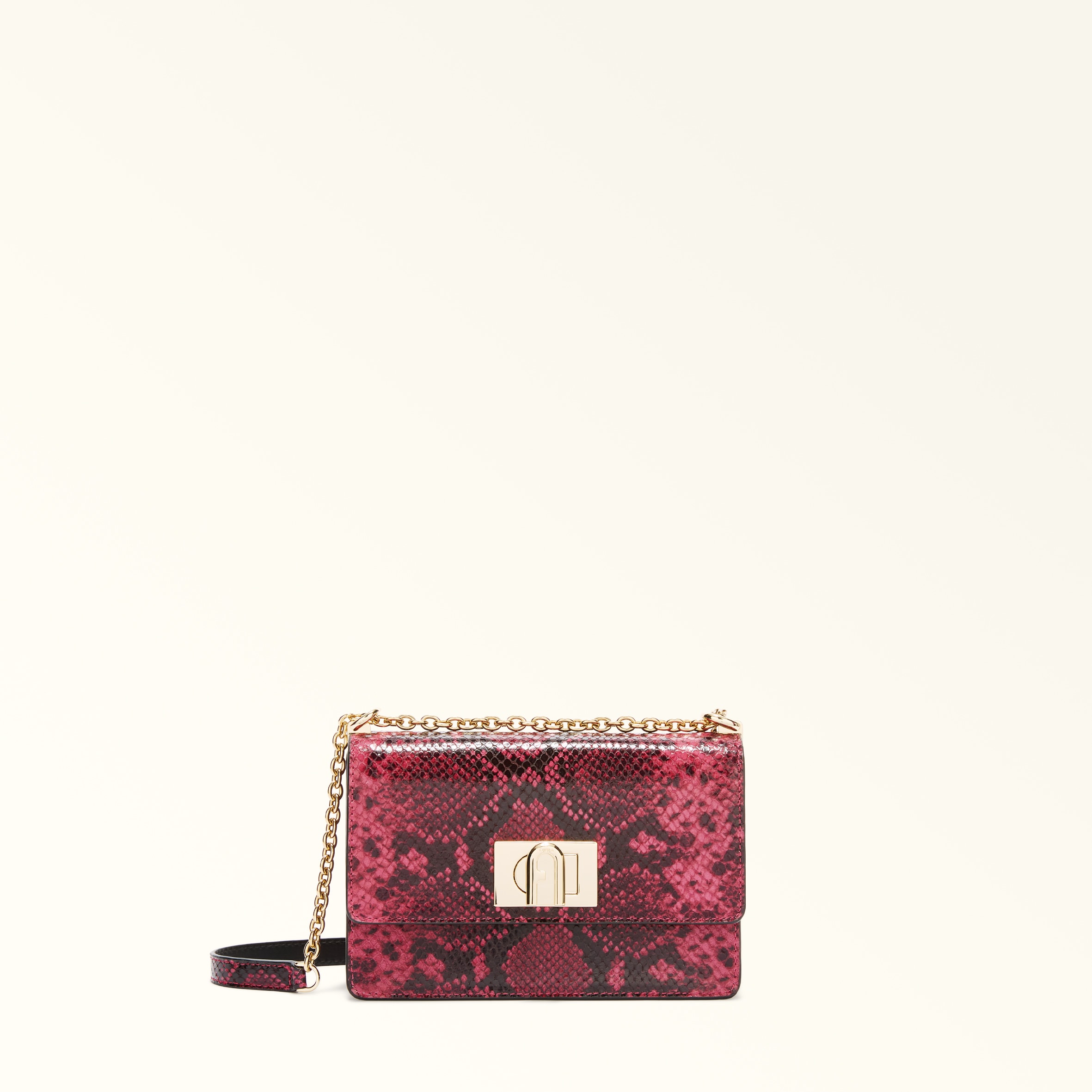 Furla Pink 1927 Crossbody Mini Toni Velvet Multicolour Capra Leather With Print Aspide Lux Woman