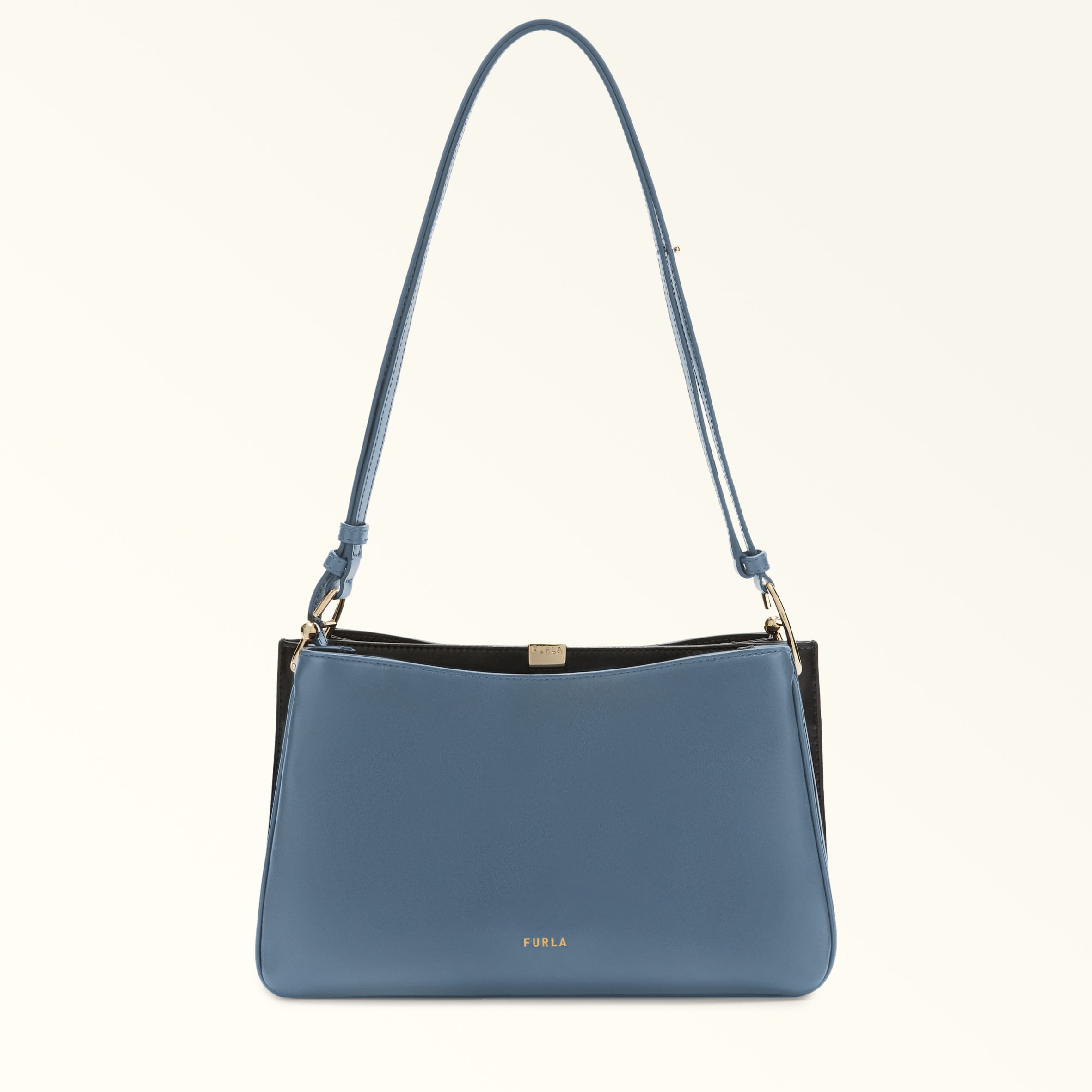 Furla Agata Borsa A Tracolla M Grigio Blu Pelle Di Vitello Colorblock Varenne Donna In Blue