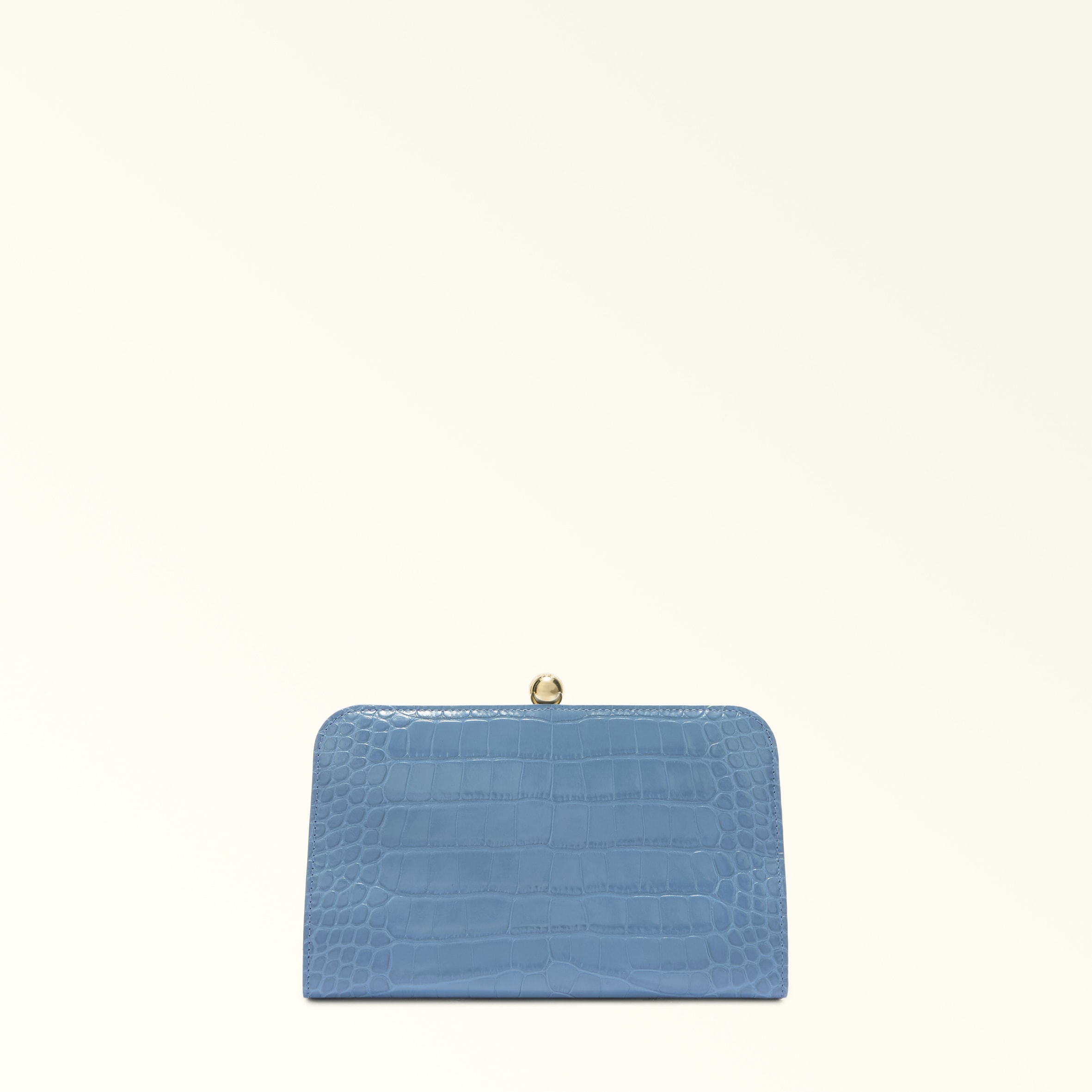 Furla Alba Clutch S Denim Blue Cocco Print Calf Leather Woman