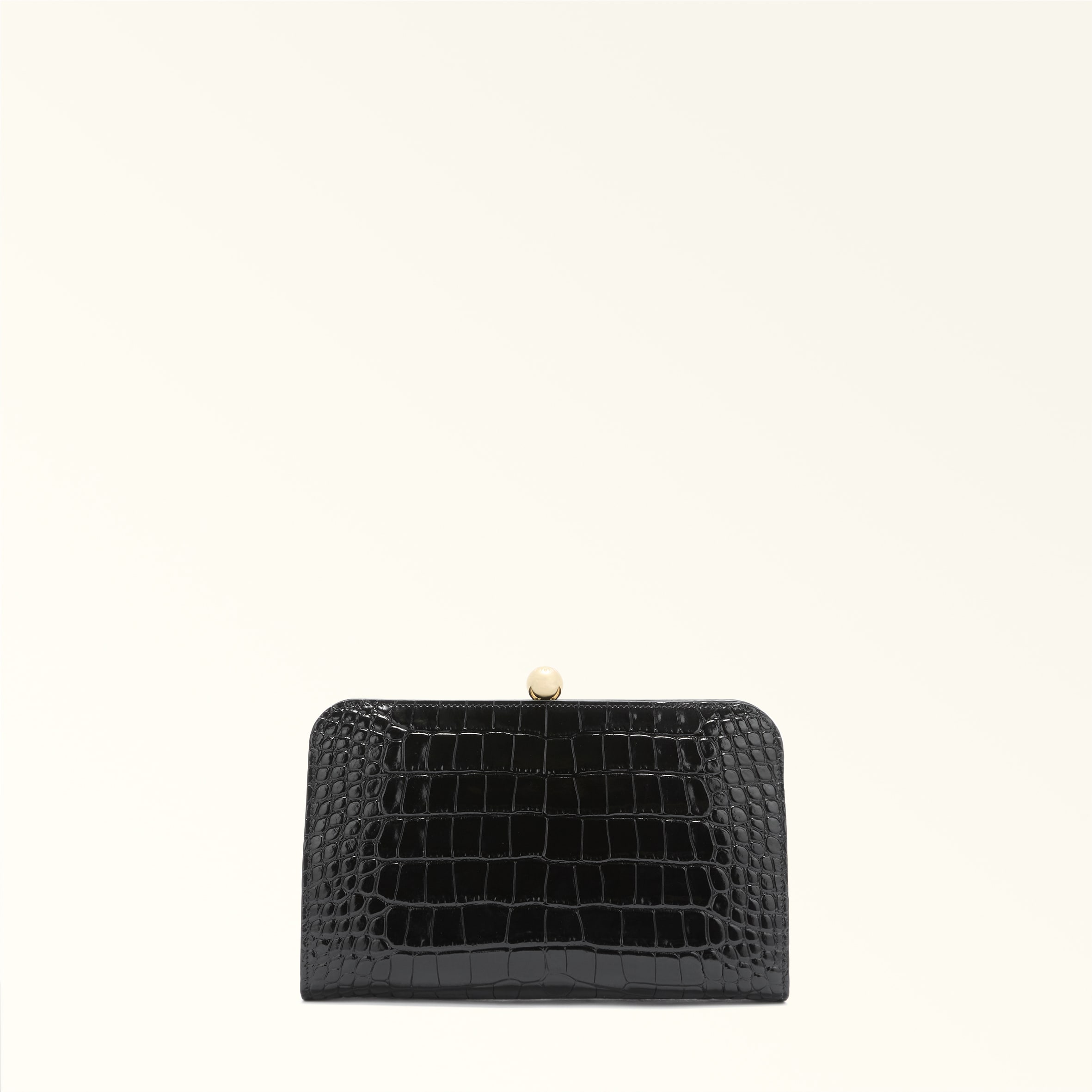 Furla Alba Clutch S Nero Black Cocco Print Calf Leather Woman
