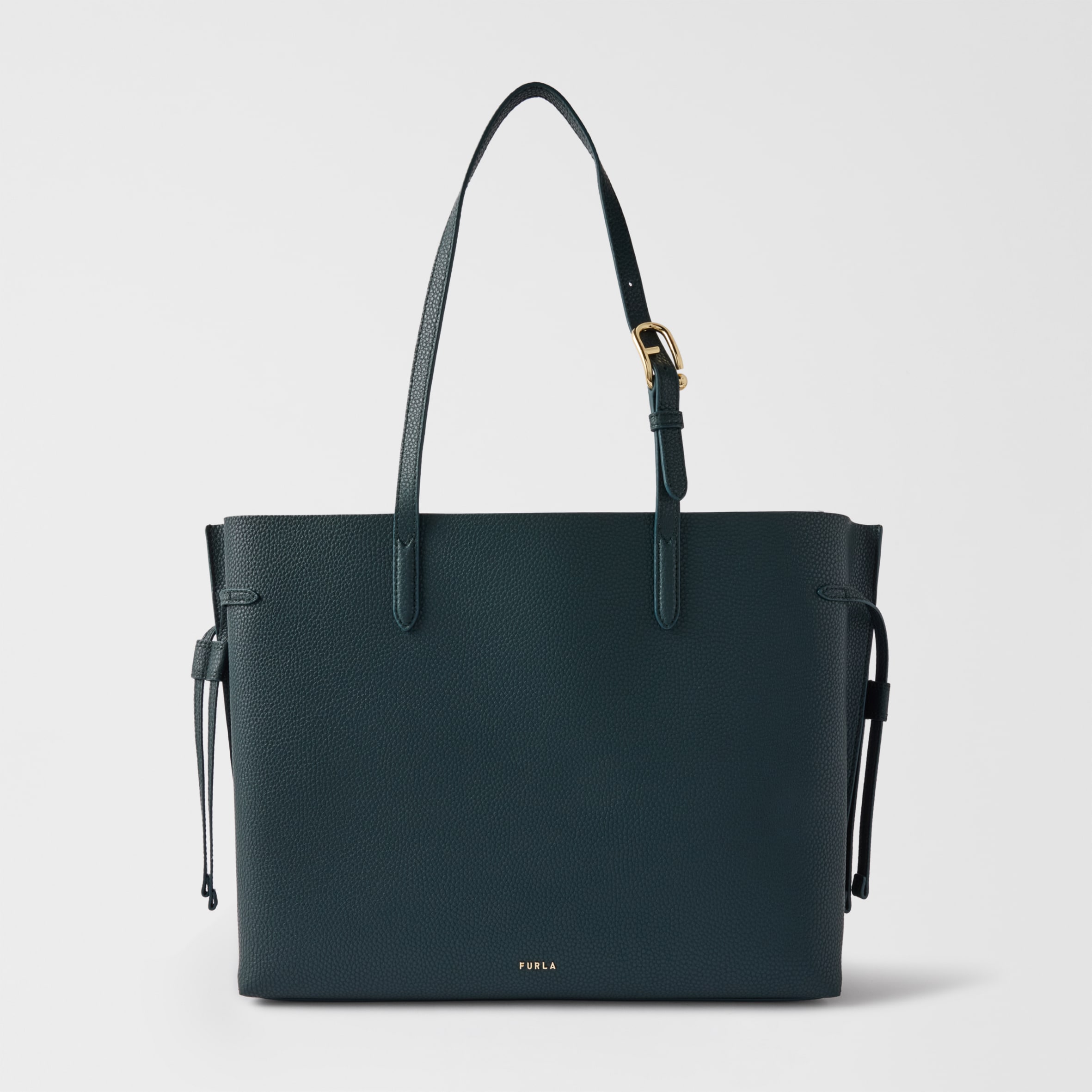 Furla Donna Verde Ava Borsa Shopping L Dark Forest Pelle Di Vitello Pebble Double