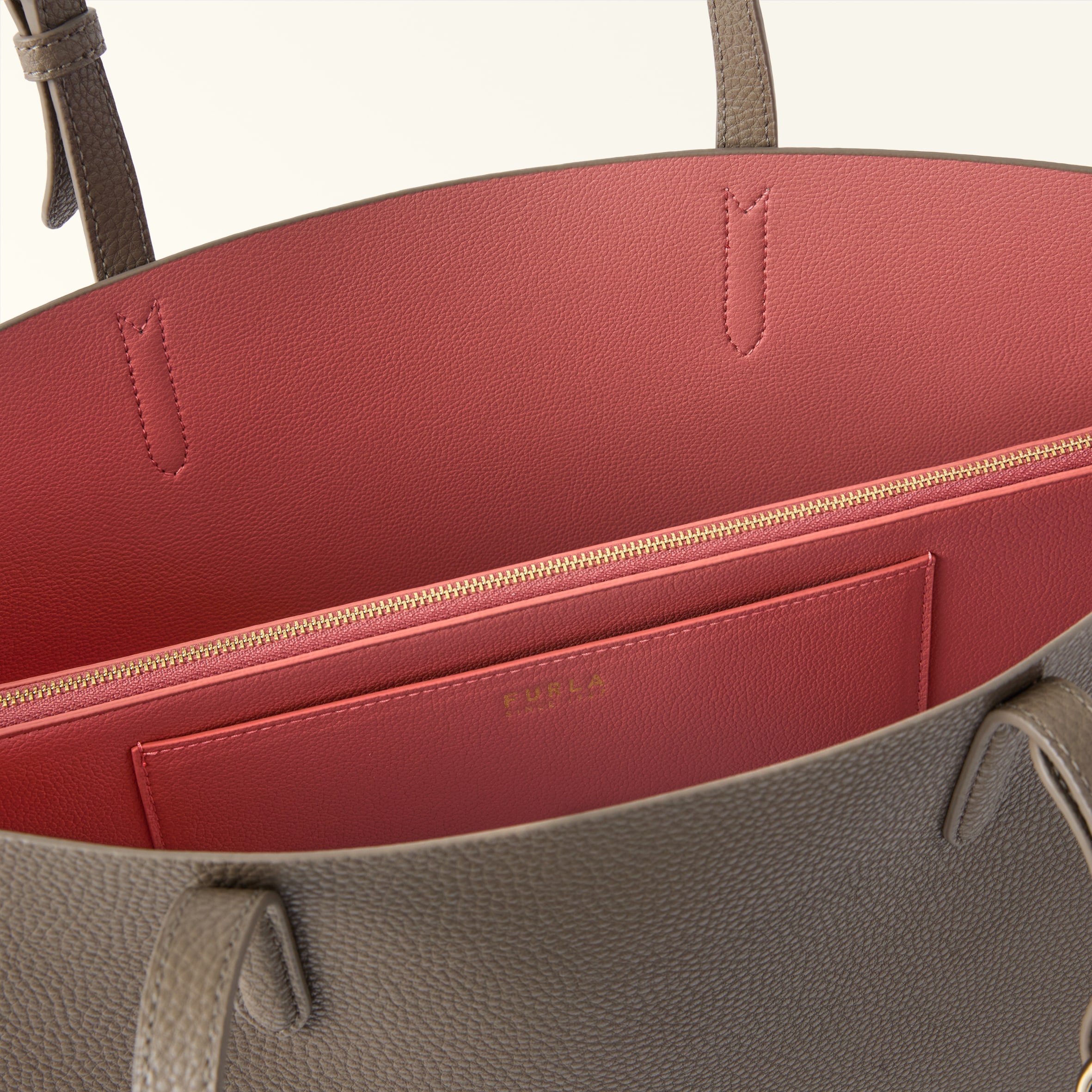 Tote L Muddy Gray+Rosewood int. Furla Ava