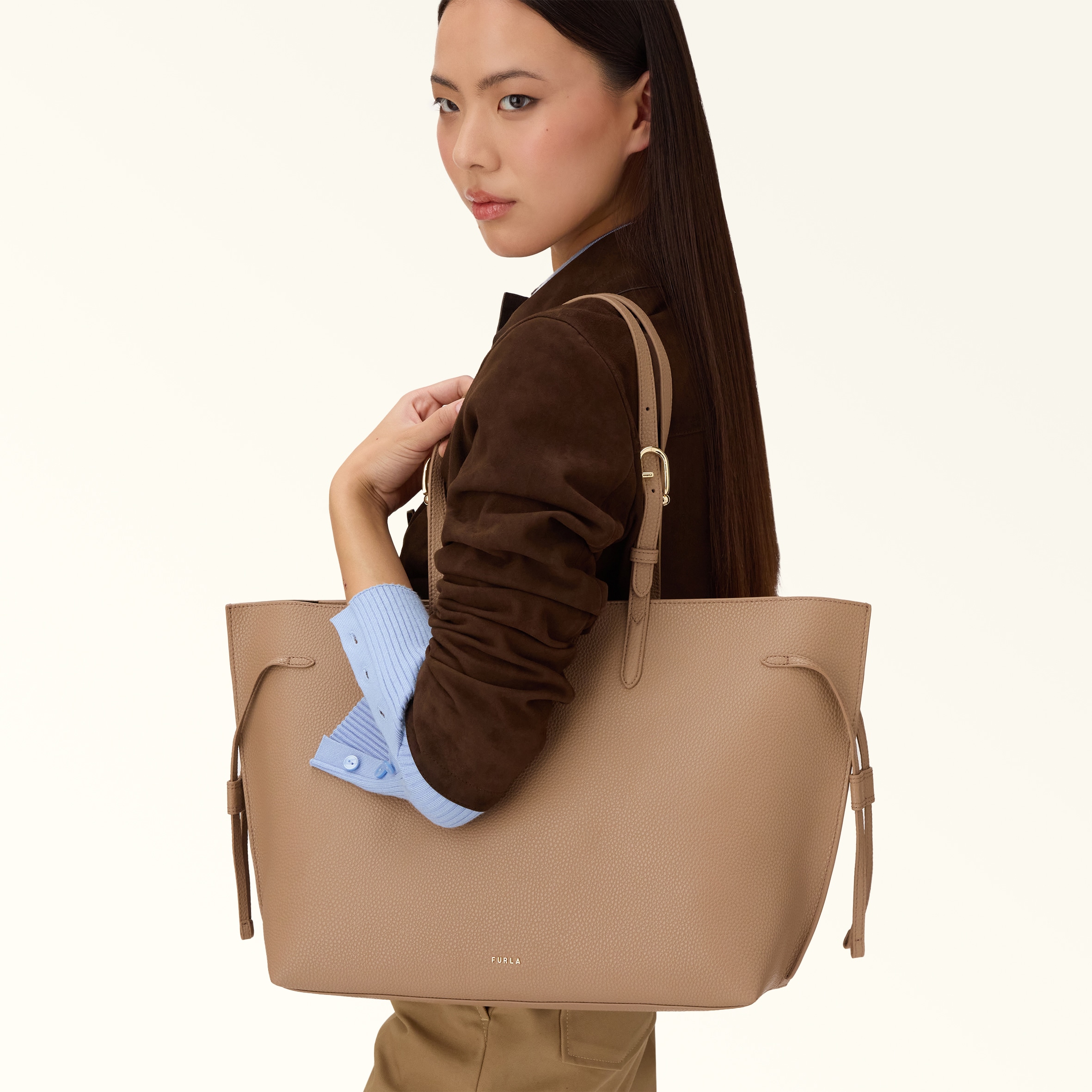 Tote L TOFFEE+NERO int. Furla Ava | Furla US