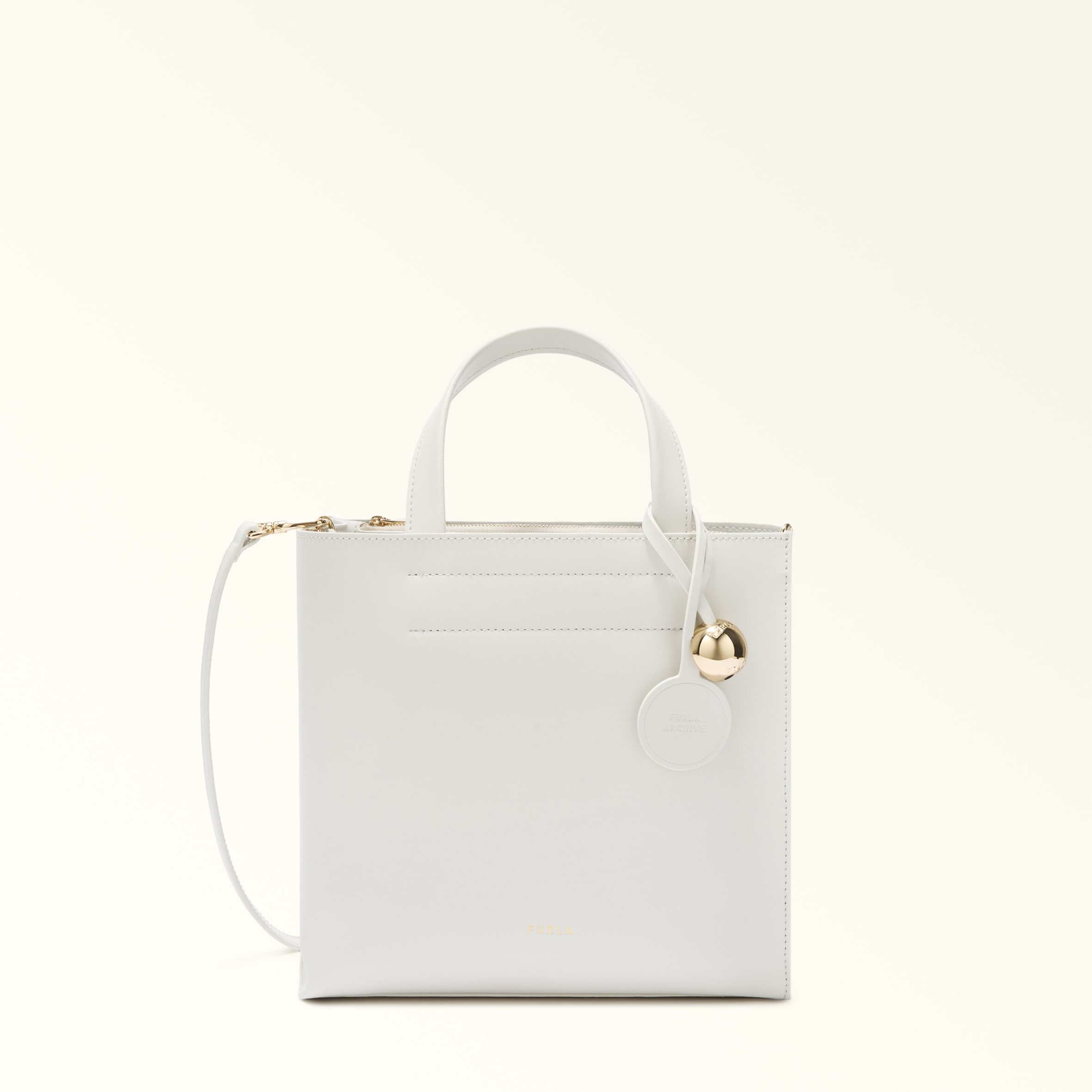 Furla Divide It Borsa Shopping S Marshmallow Bianco Pelle Di Vitello Sidney Donna In White