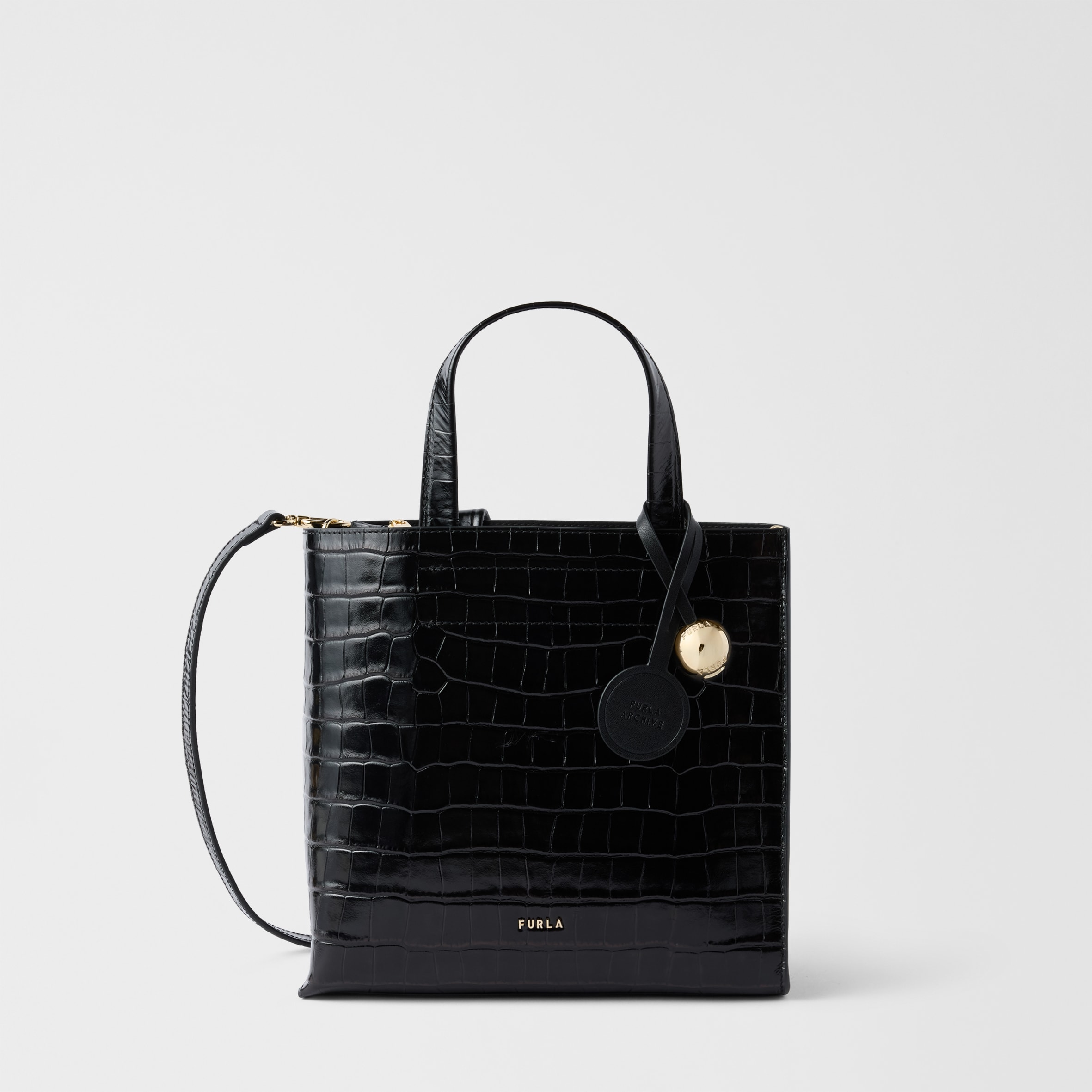 Furla Donna Nero Donne, Borsa A Mano, Borsa Da In Pelle Nera, - Immagine 3