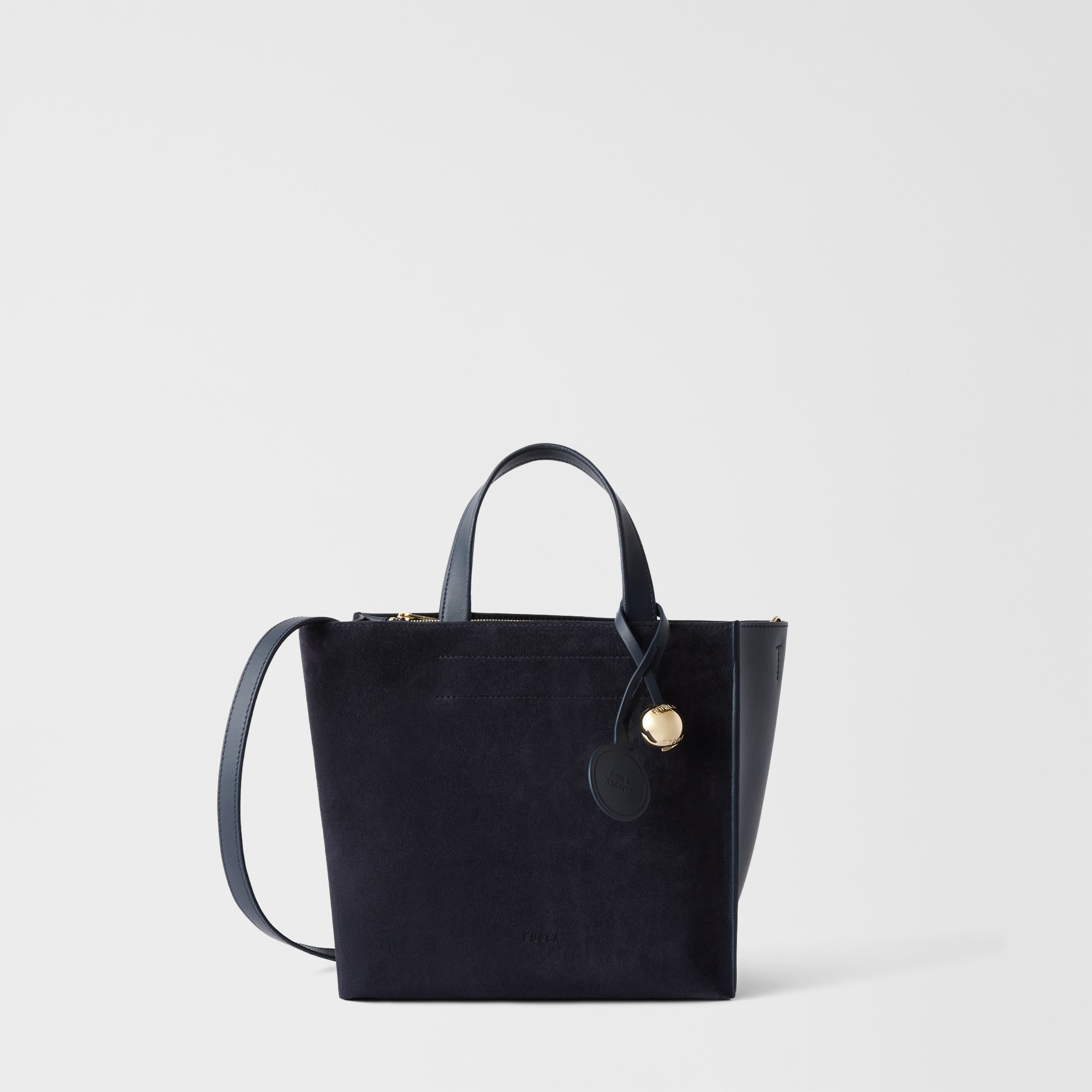 Furla Donna Blu Divide It Borsa Shopping S Toni Mediterraneo Camoscio + Pelle Di Vitello Sidney