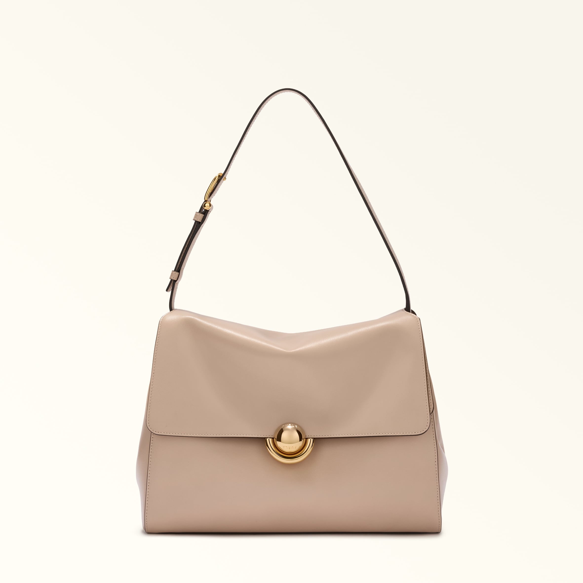 FURLA FURLA DOMUS SHOULDER BAG M COTONE G BEIGE VARRENNE CALF LEATHER + SUEDE WOMAN