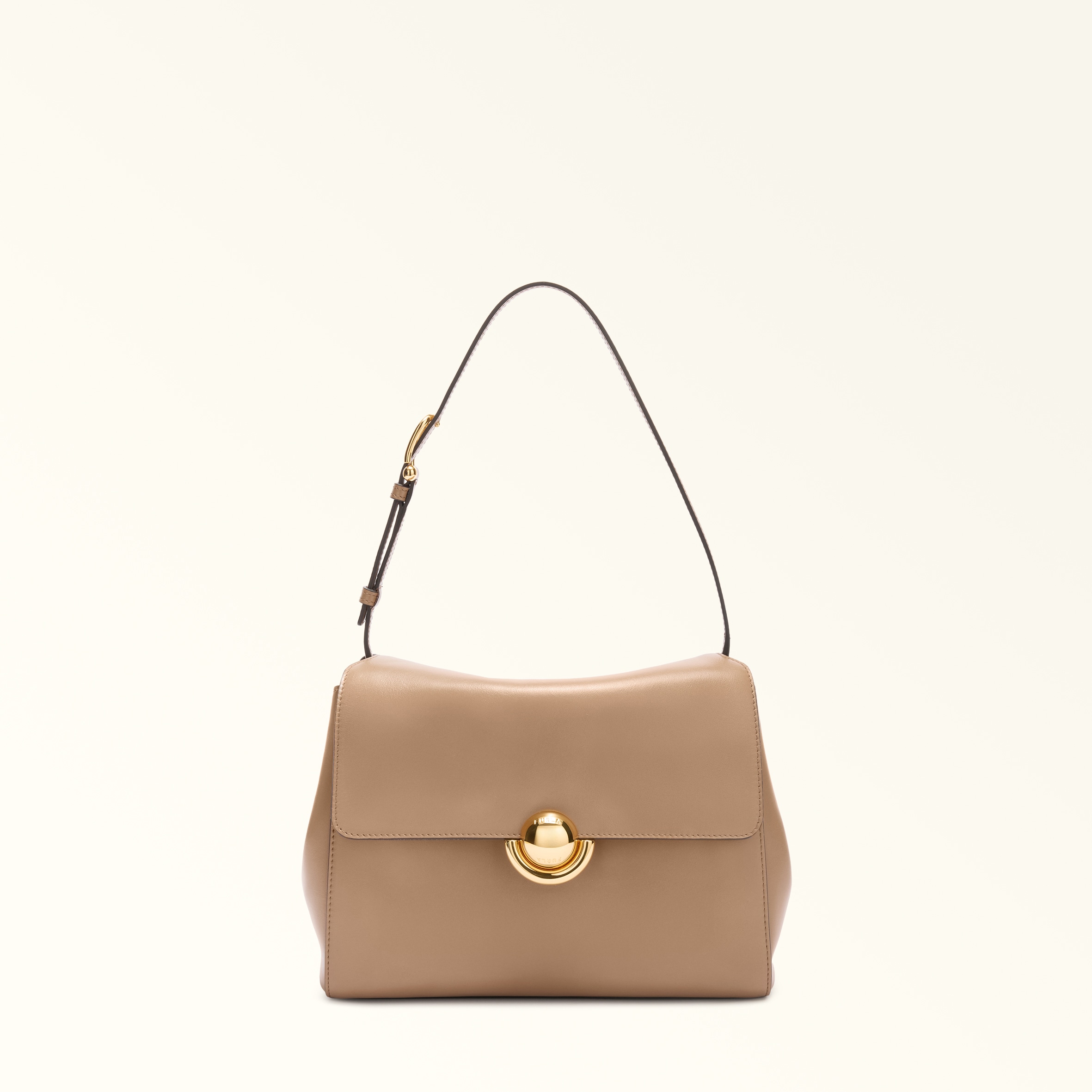 Furla Domus Borsa A Spalla S Toffee Pelle Di Vitello Varrenne + Camoscio Donna