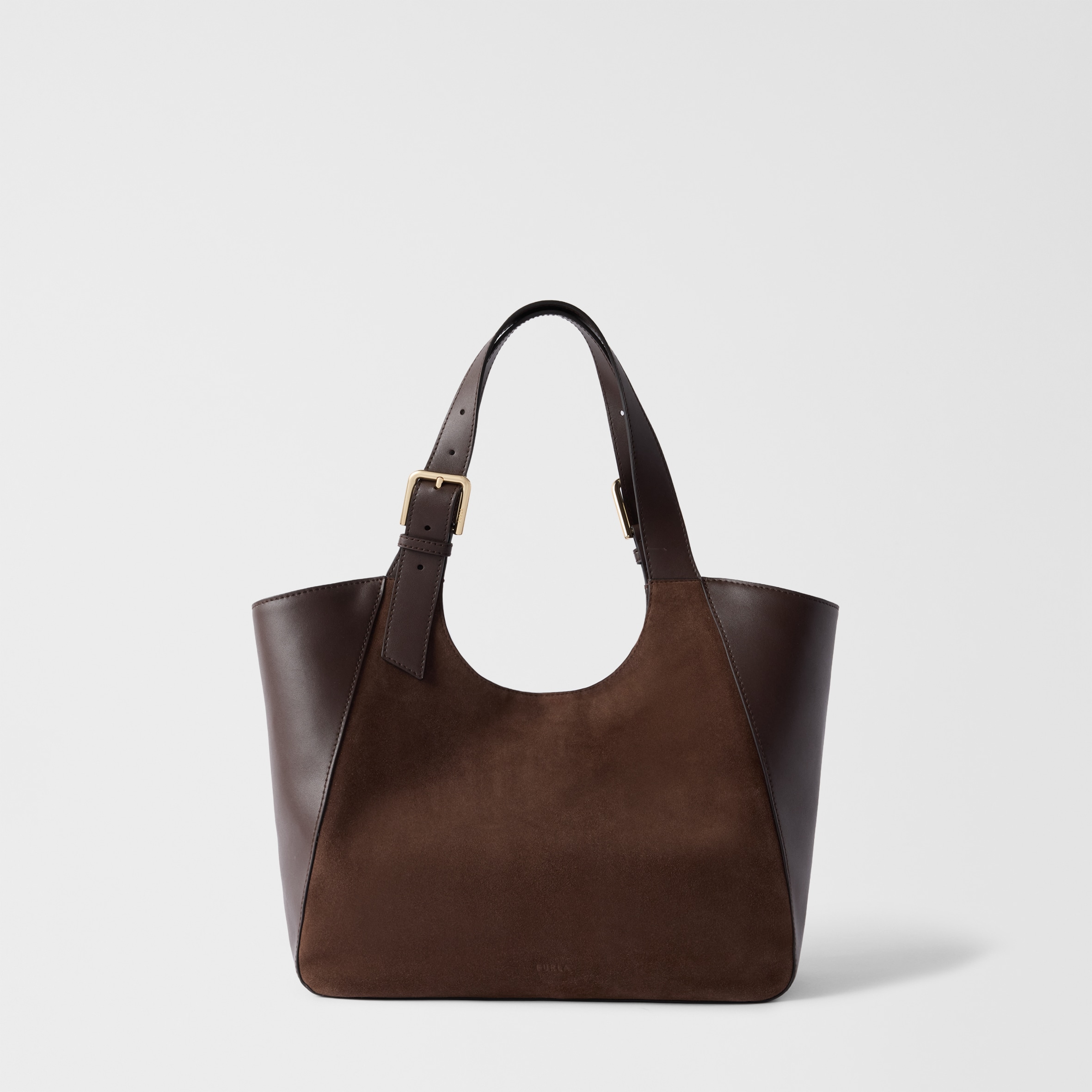 Furla Donna Marrone Dora Borsa Shopping M Toni Cioccolato Camoscio + Pelle Di Vitello Sidney - Immagine 1