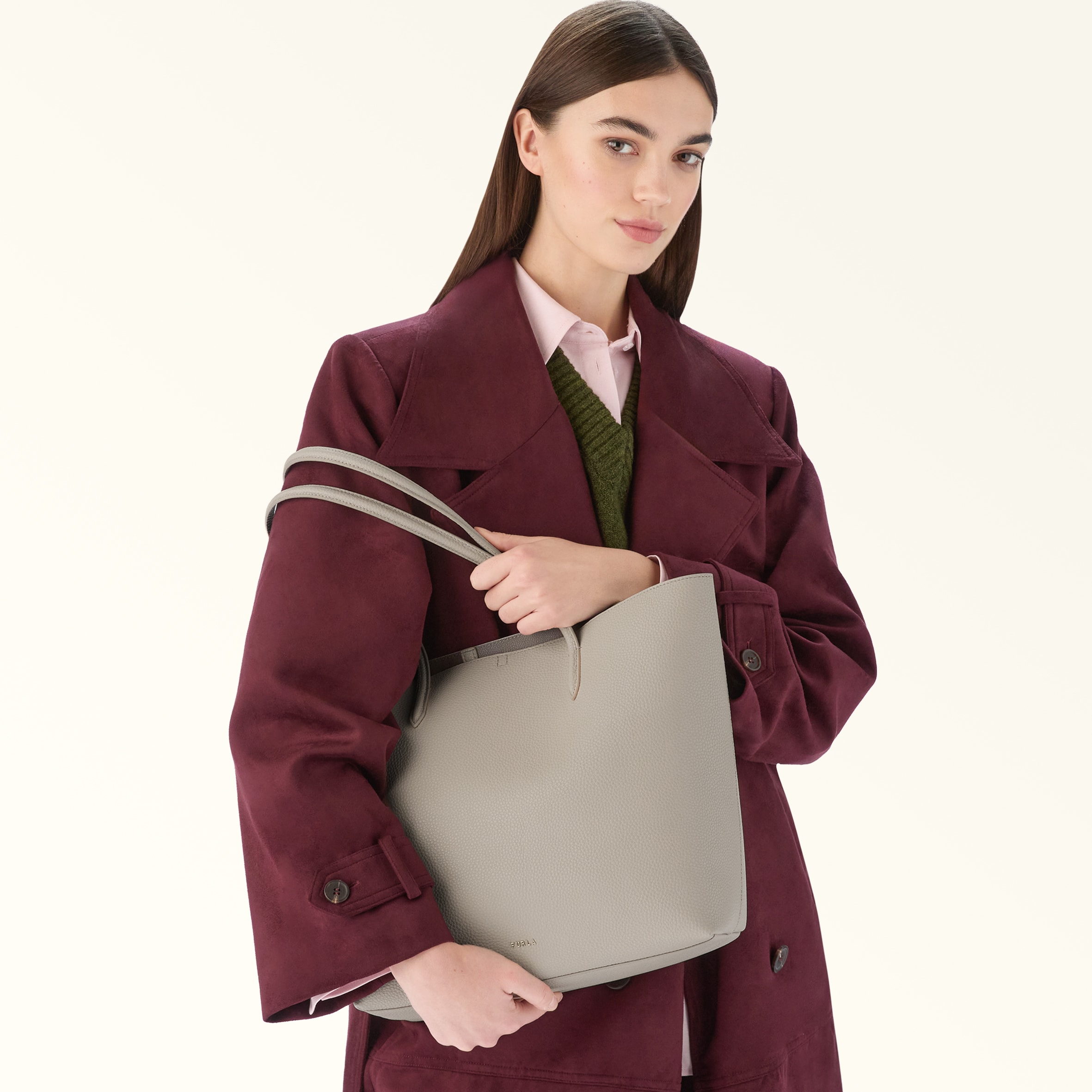 Tote M VANIGLIA+URBAN GRAY int. Furla Ella | Furla US