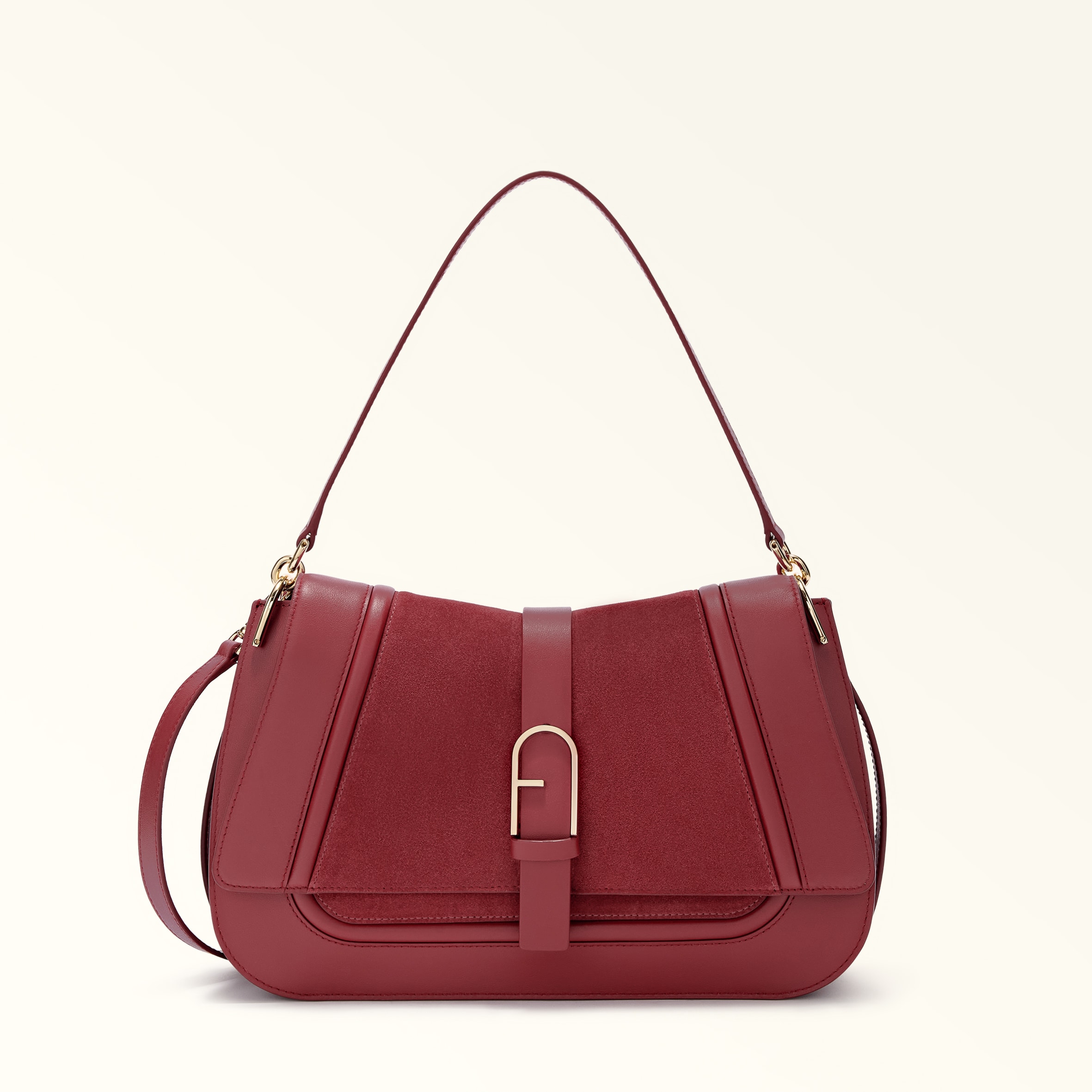 Furla Flow Top Handle L Toni Rubino Multicolour Claris Lux Calf Leather + Suede Woman