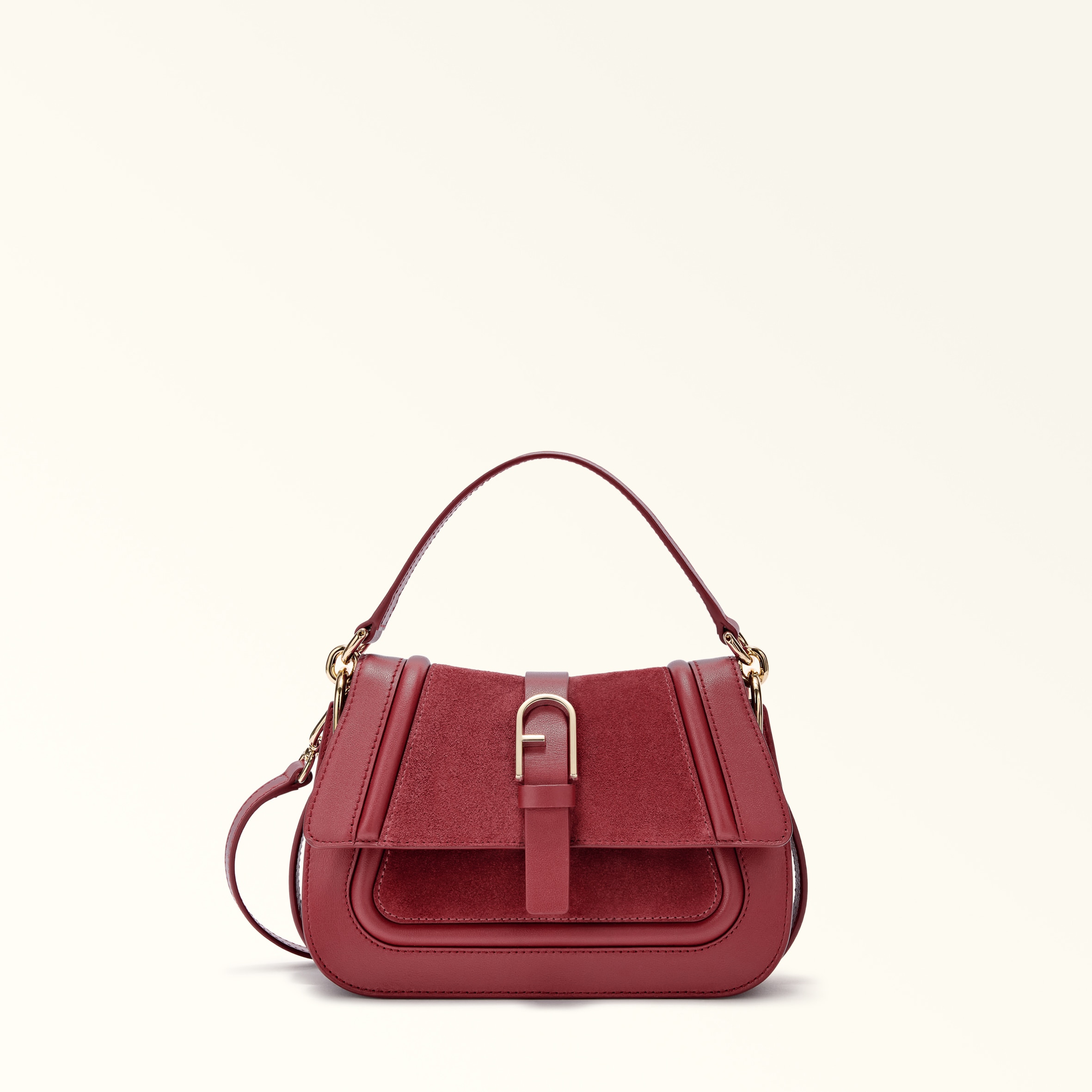 Furla Flow Top Handle Mini Toni Rubino Multicolour Claris Lux Calf Leather + Suede Woman