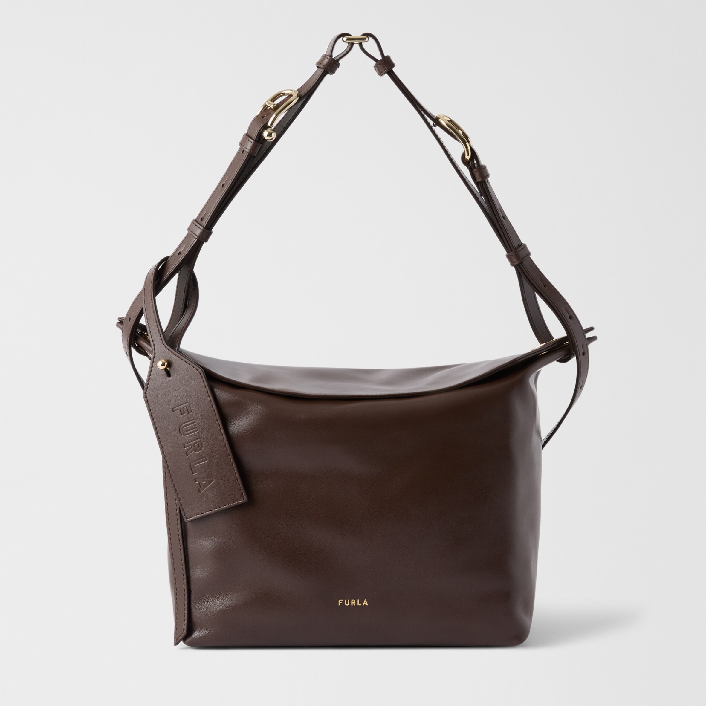 FURLA レザーショルダーバッグ ブラウン・グリーン レディース レザー 