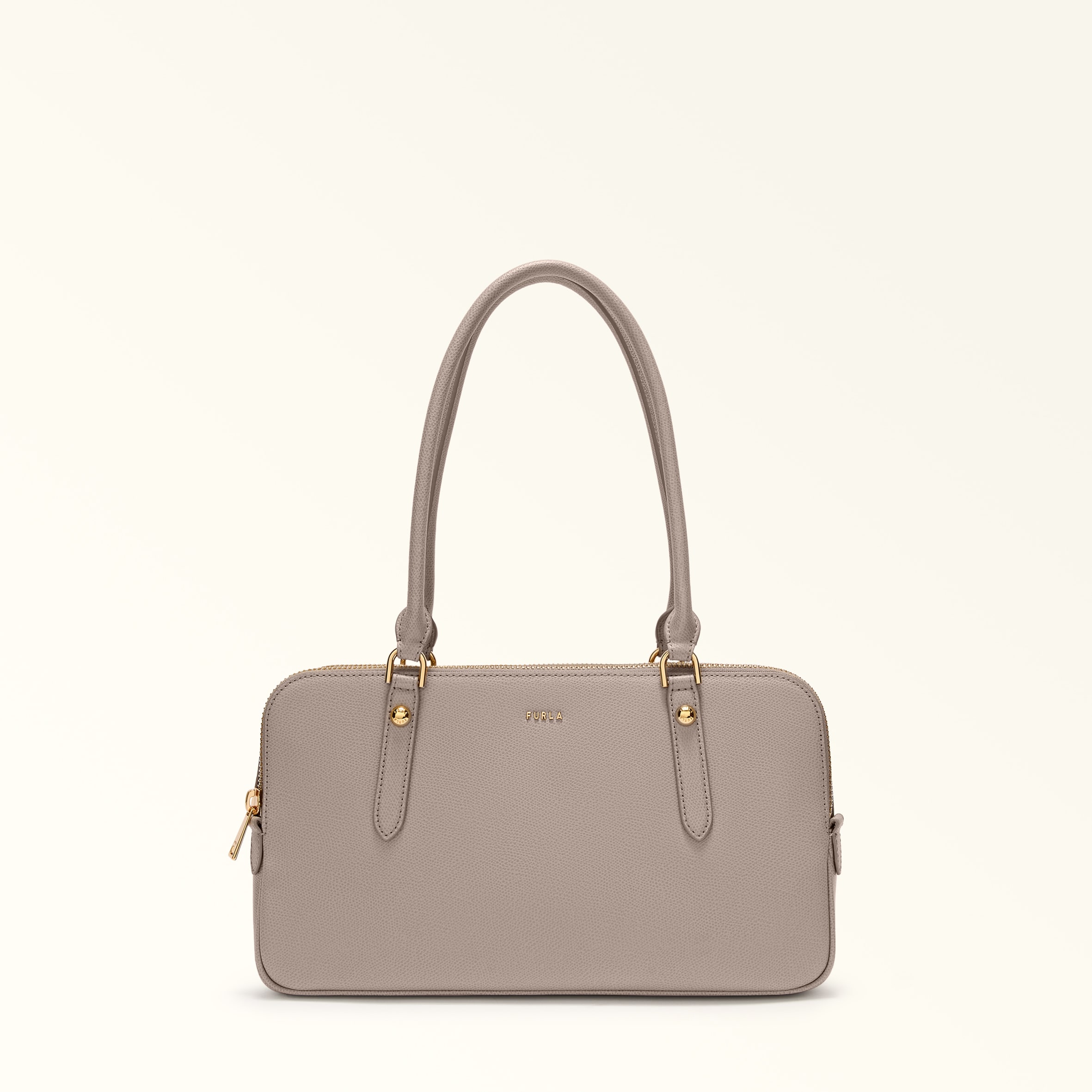 Furla Giulia Boston Bag M Linen Textured Leather + Suede Woman