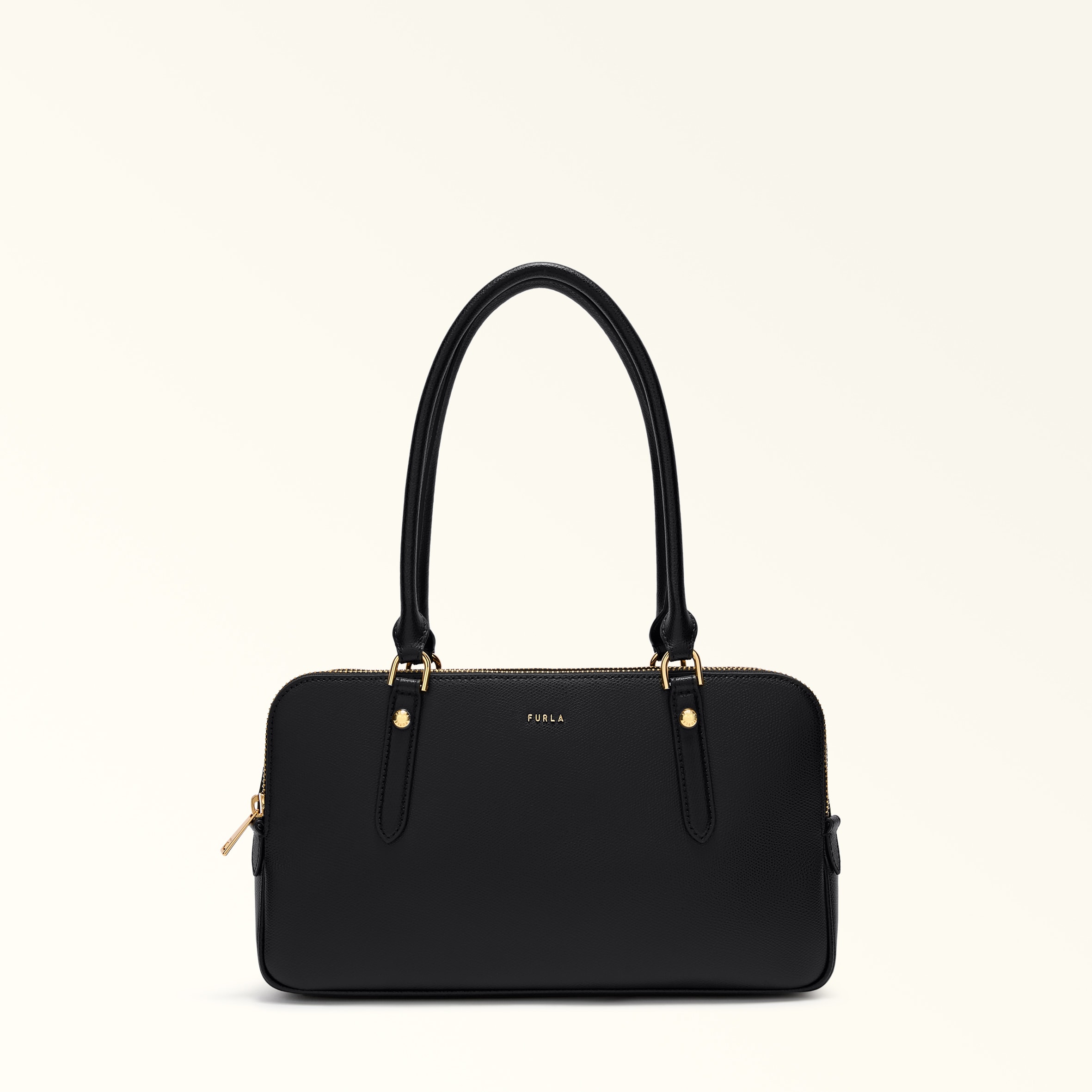 Furla Donna Nero Giulia Borsa Boston M Pelle Stampata + Camoscio