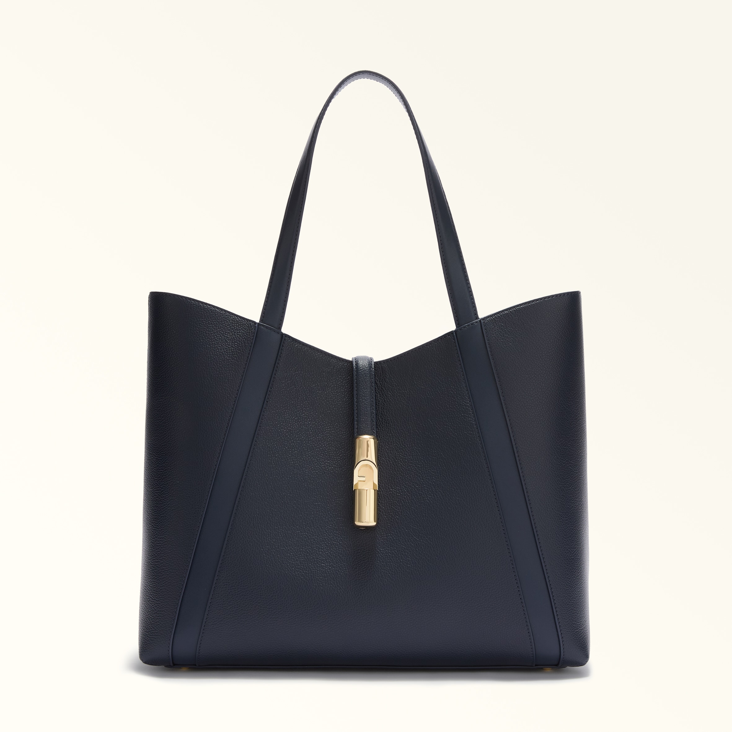 Furla Goccia Borsa Shopping L Ink Blue Blu Pelle Di Vitello Notte + Pelle Di Vitello Sidney Donna