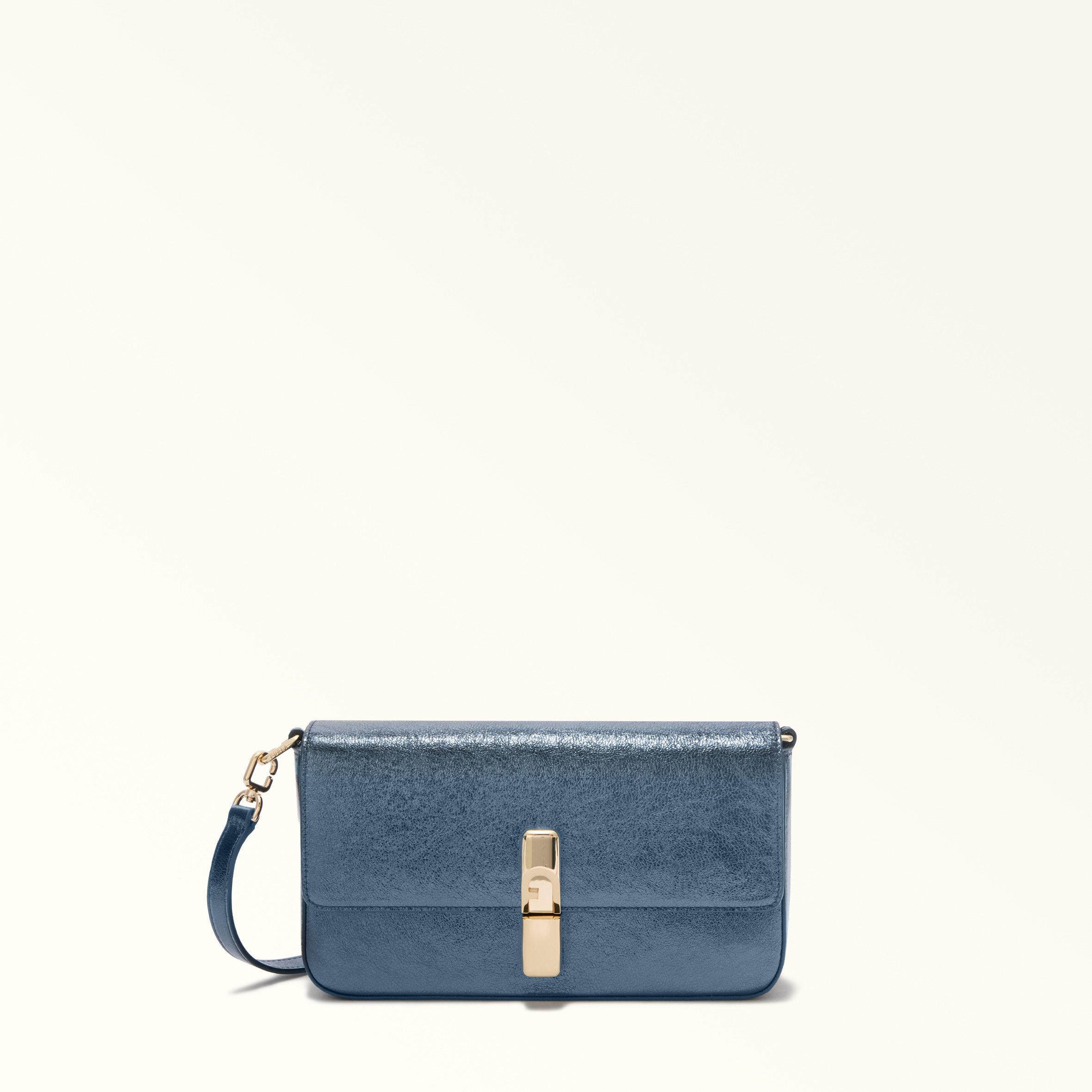 Furla Iride Borsa A Tracolla S Grigio Blu Pelle Di Vitello Piuma Metal Donna