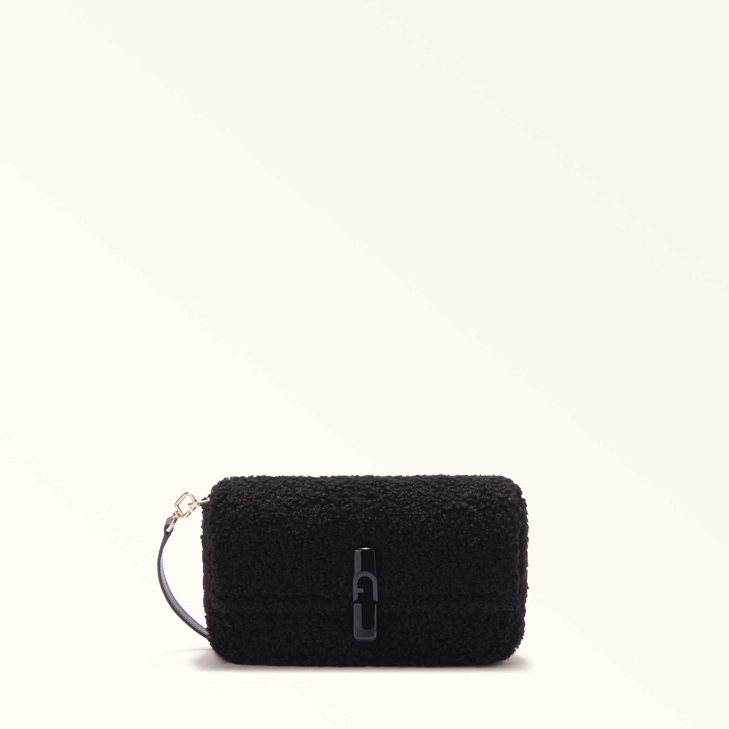 Furla Black Iride Crossbody S Nero Teddy Smooth Fabric Woman