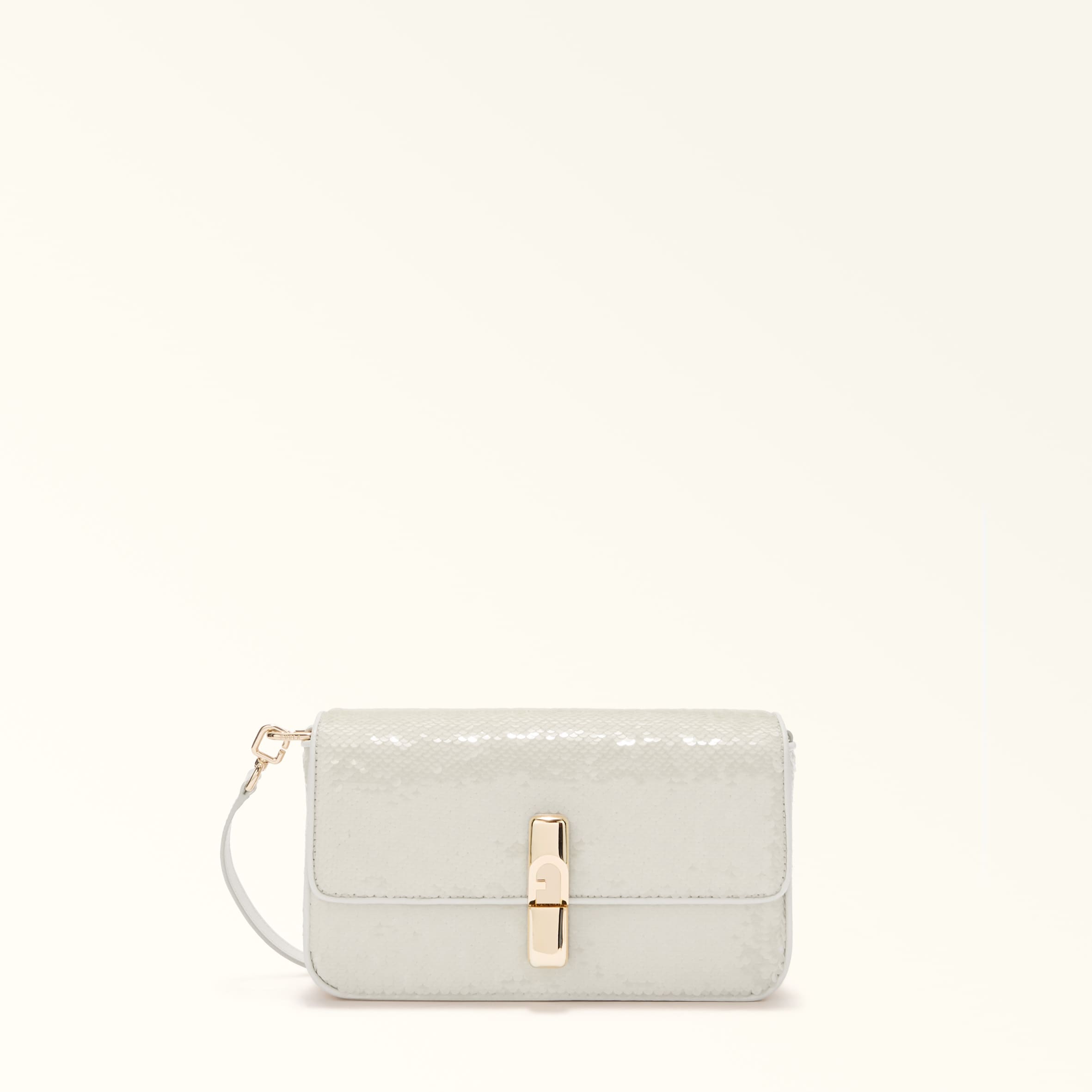 Furla Iride Borsa A Tracolla S Panna Bianco Tessuto Con Paillettes Donna In White
