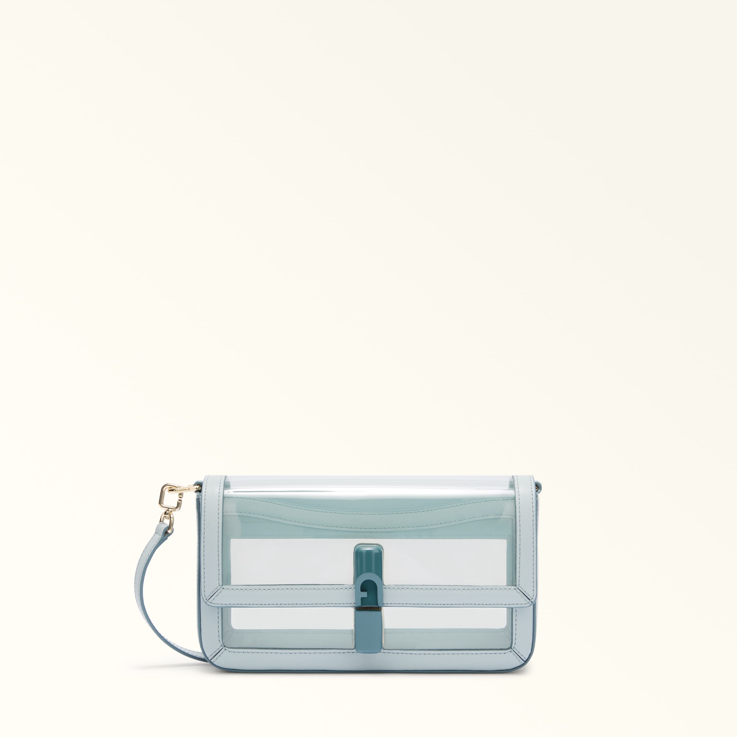Furla Blue Iride Crossbody S Toni Artemisia Tpu Fabric + Sidney Calf Leather Woman