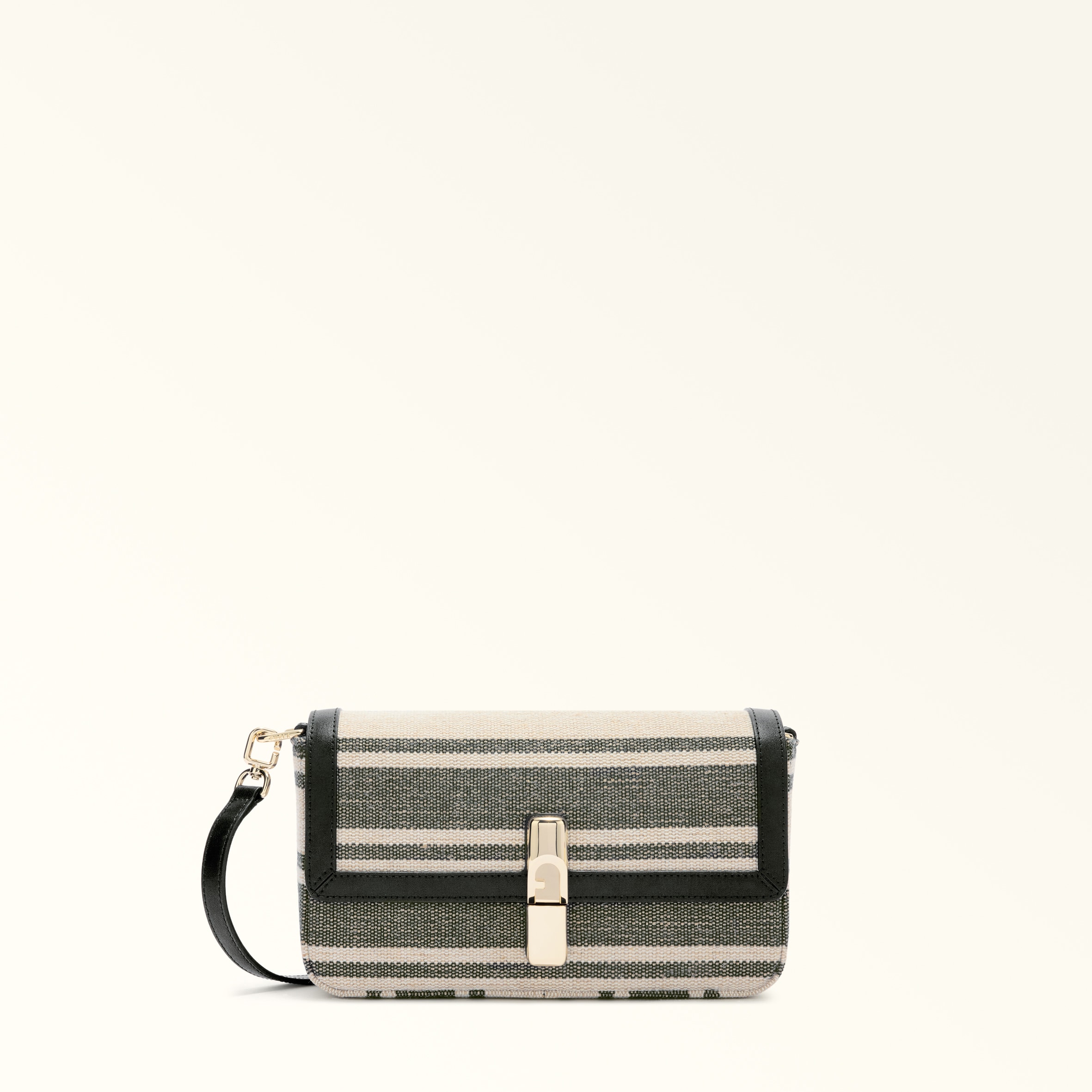 Furla Indigo Iride Crossbody S Toni Canvas Stripes Fabric + Sidney Calf Leather Woman