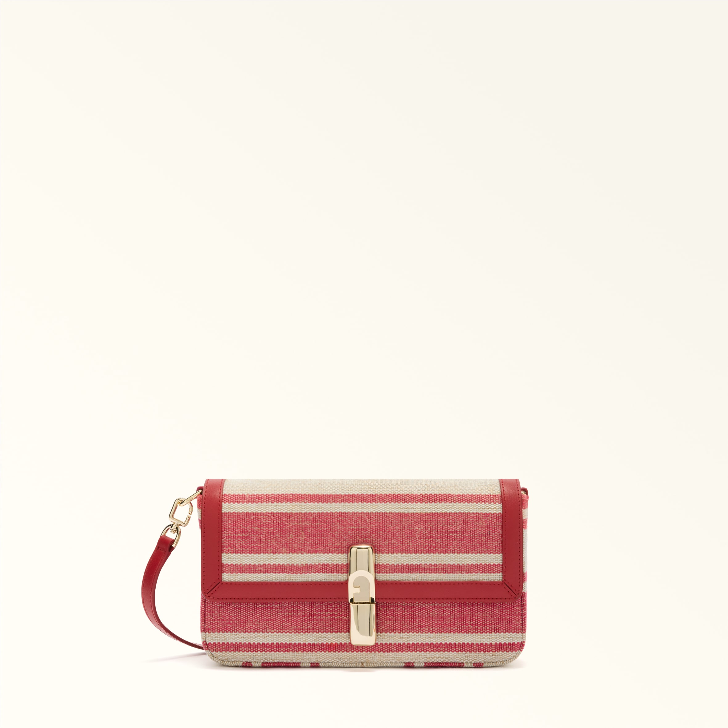 Furla Iride Crossbody S Toni Lacca Canvas Stripes Fabric + Sidney Calf Leather Woman