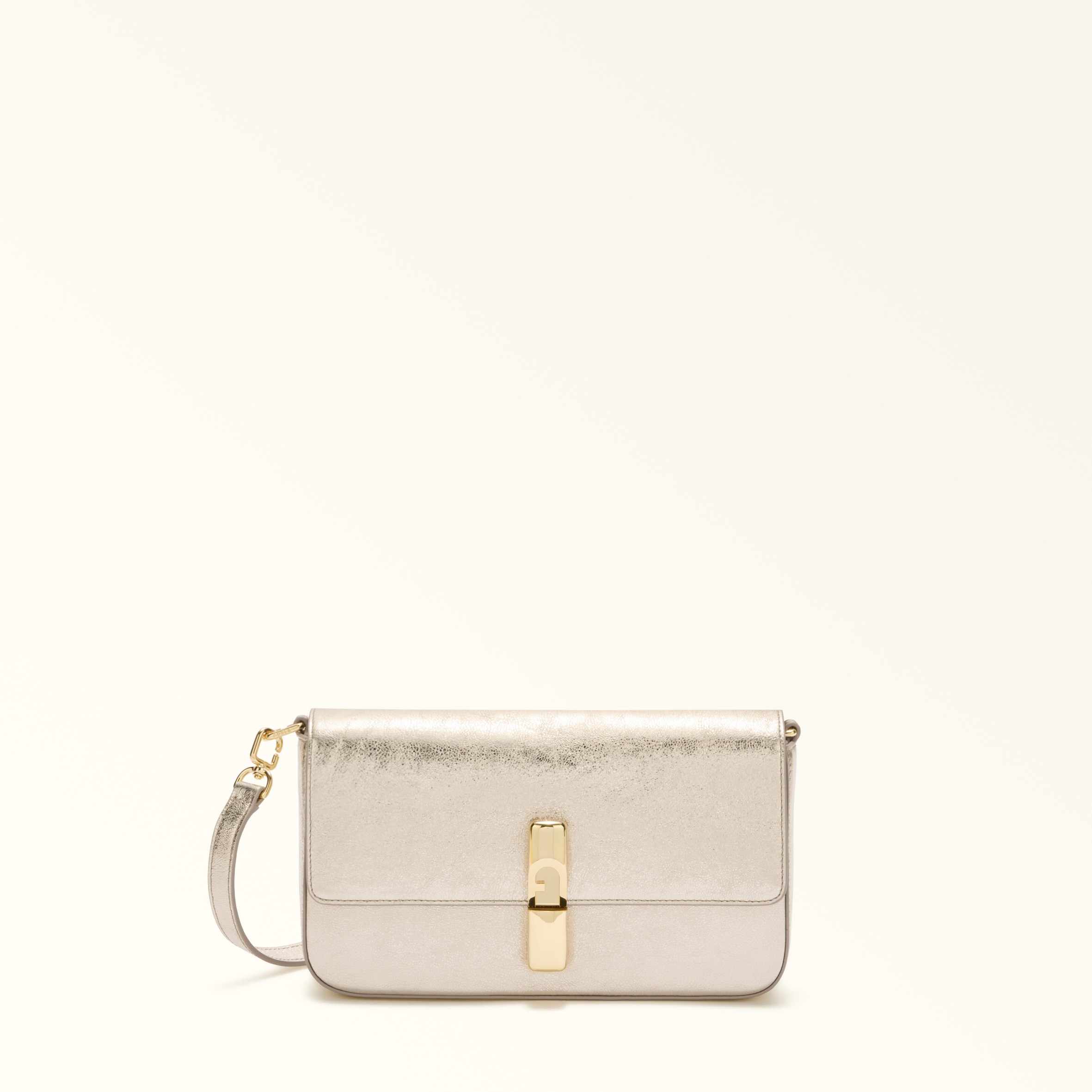 Furla Iride Borsa A Tracolla S Vaniglia Beige Pelle Di Vitello Piuma Metal Donna In Sand