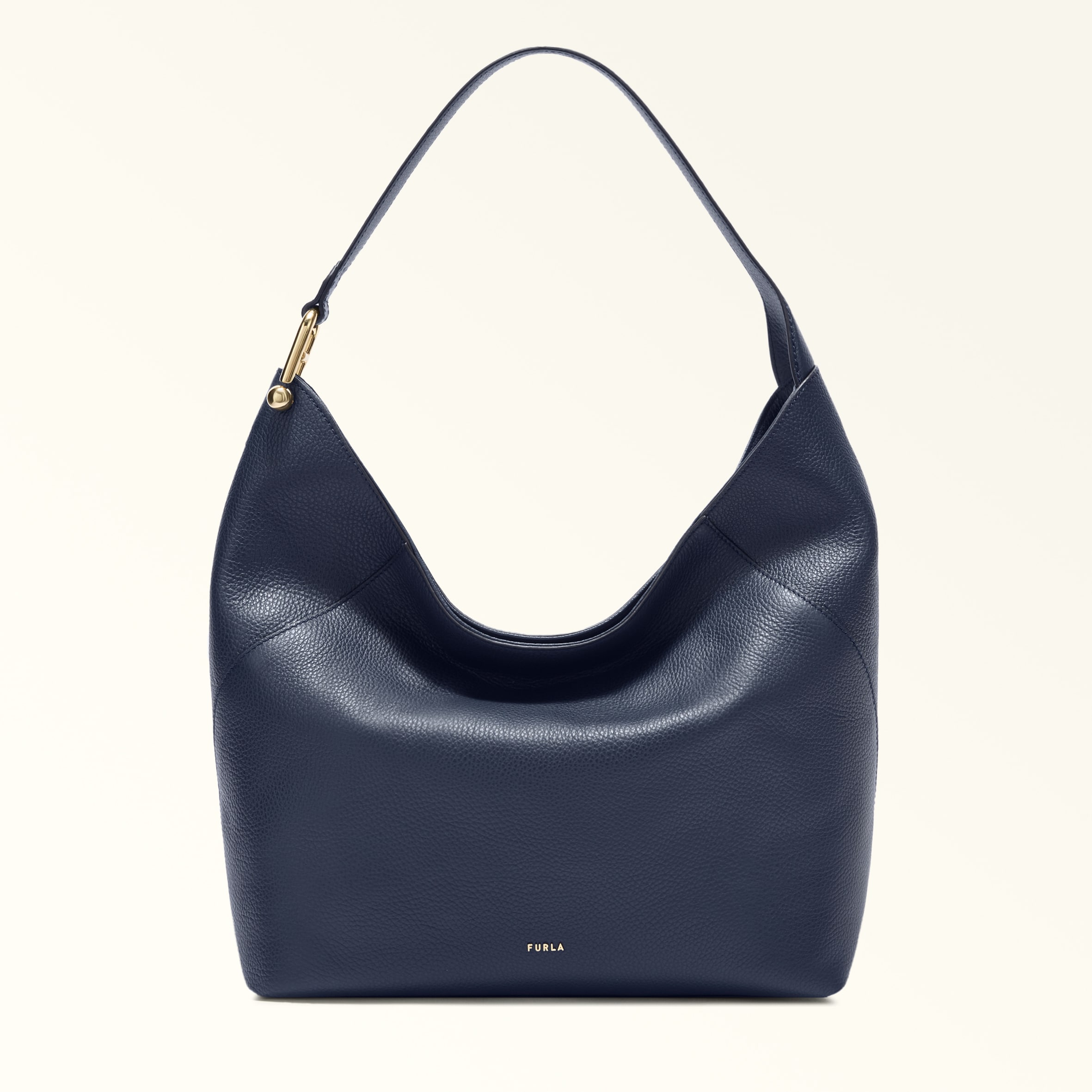 Furla Lara Shoulder Bag L Mediterraneo Blue Grained Calf Leather Woman
