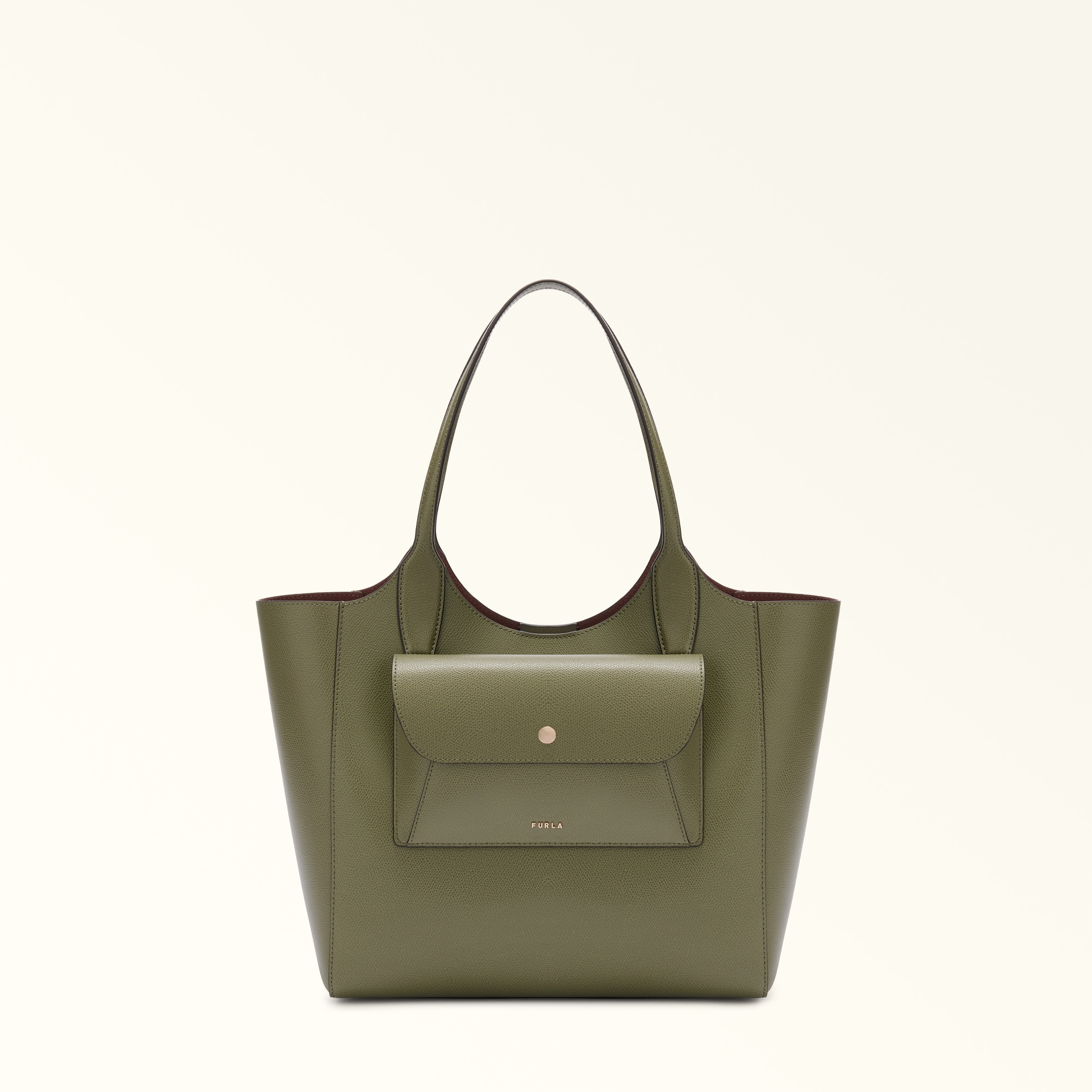 Furla Donna Verde Lea Borsa Shopping M Avocado Pelle Stampata