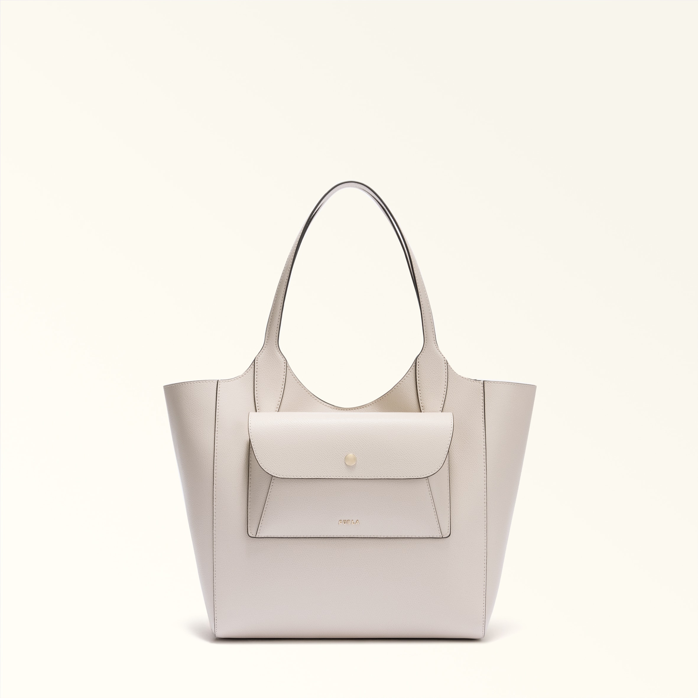 Furla Beige Lea Tote M Lino Textured Leather Woman