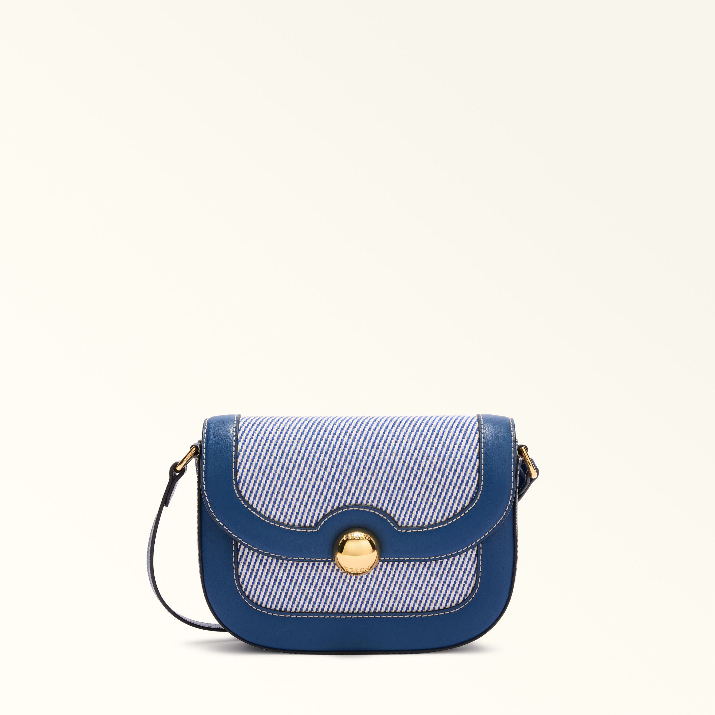 Furla Indigo Moonlight Crossbody S Toni Canvas Fabric + Sidney Calf Leather Woman