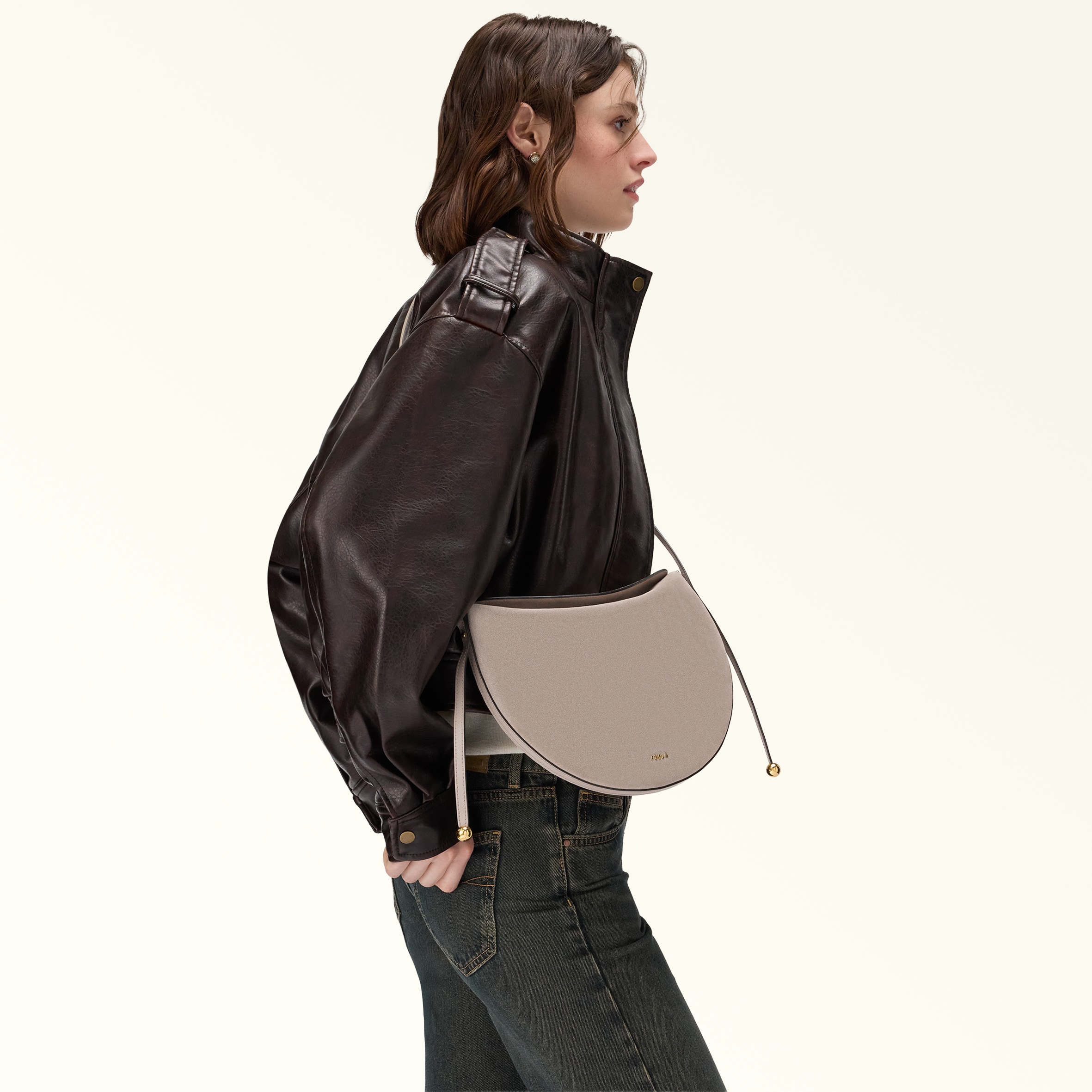 Borsa A Spalla M Toni Linen Furla Moonstone