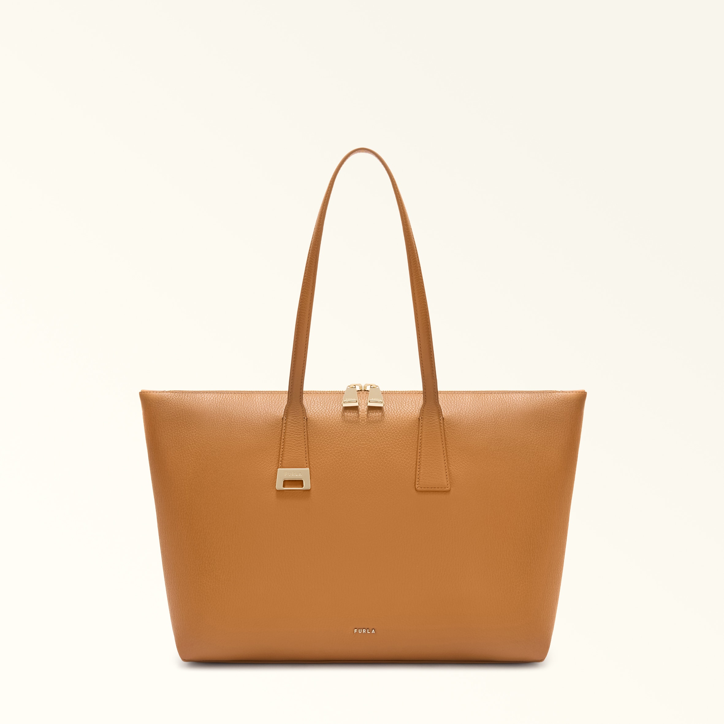 Furla Brown Olivia Tote L Tabacco Grained Calf Leather Woman