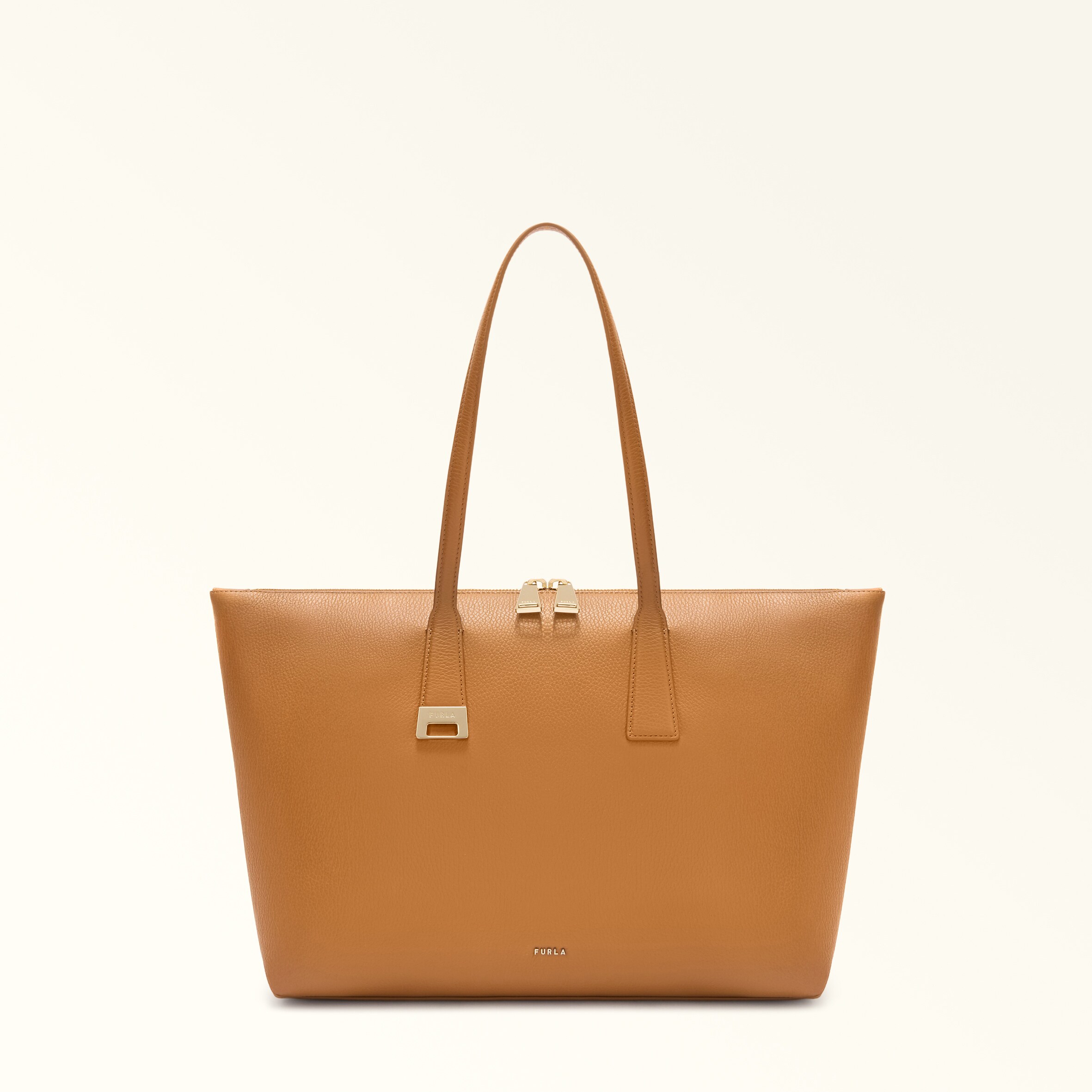 Furla Olivia Borsa Shopping L Tabacco Marrone Pelle Di Vitello Granata Donna In Brown