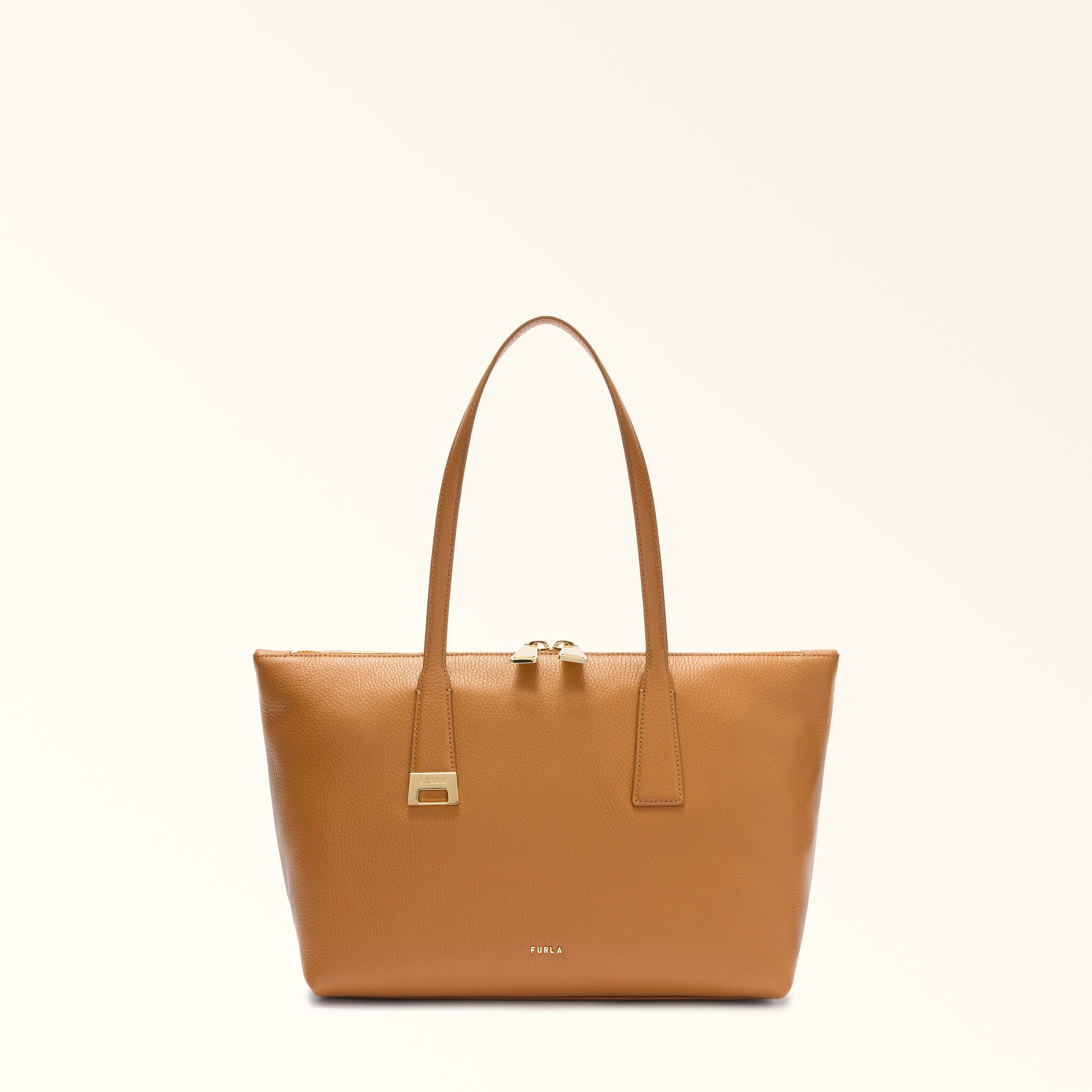 Furla Brown Olivia Tote M Tabacco Grained Calf Leather Woman