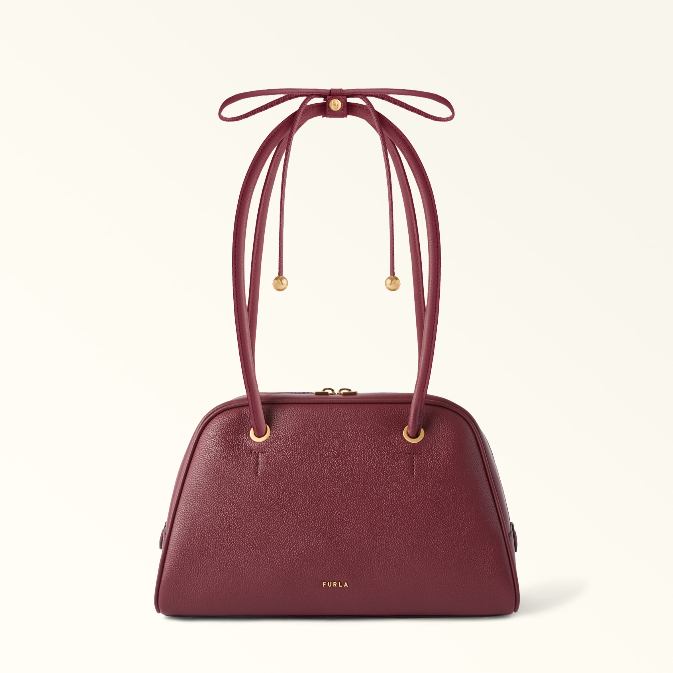 Furla Red Poppy Dome M Apple Diamond Grained Leather + Sidney Calf Leather Woman