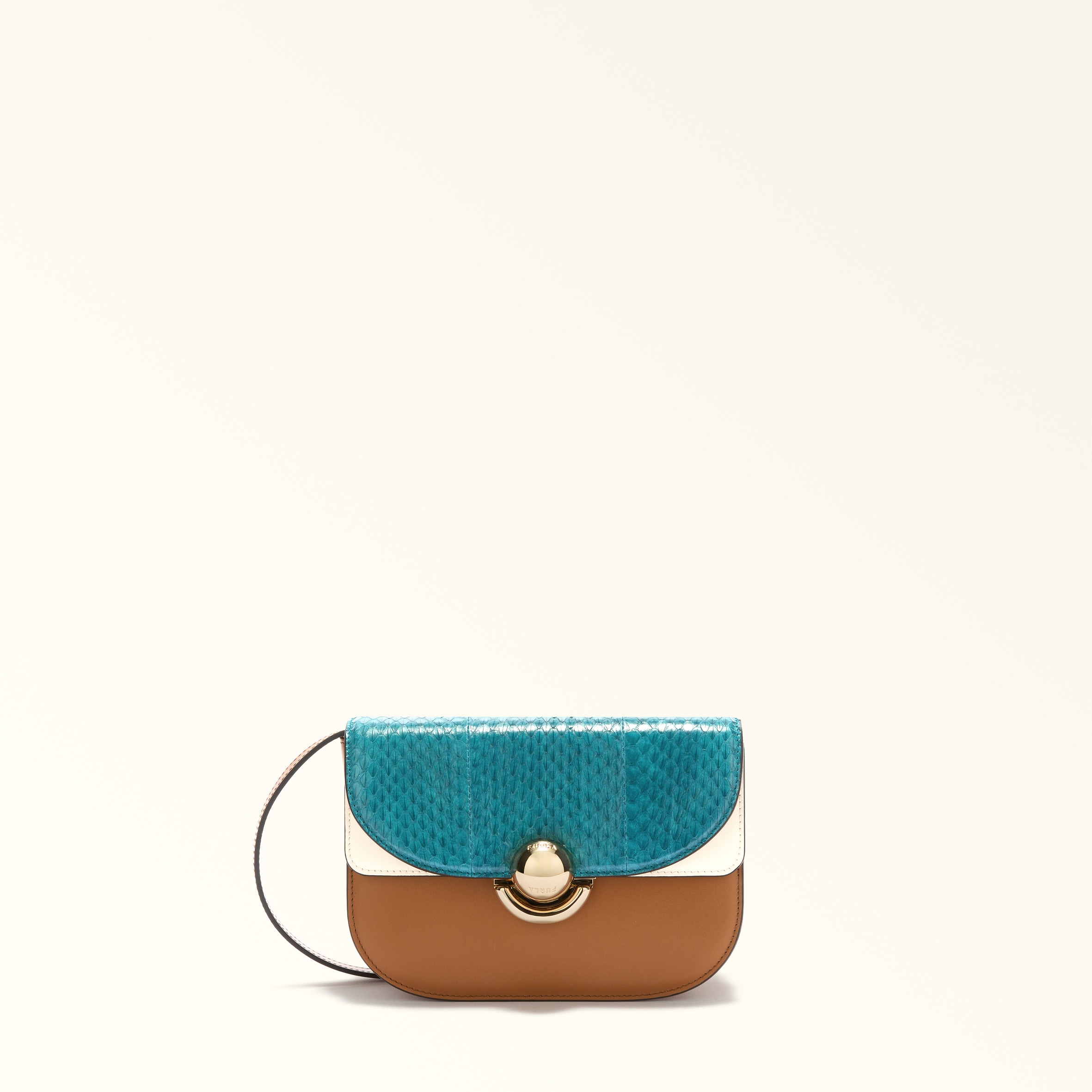 Furla Blue Sfera Crossbody Mini Amatore Elaphe Lux Leather + Soft Calf Leather Woman
