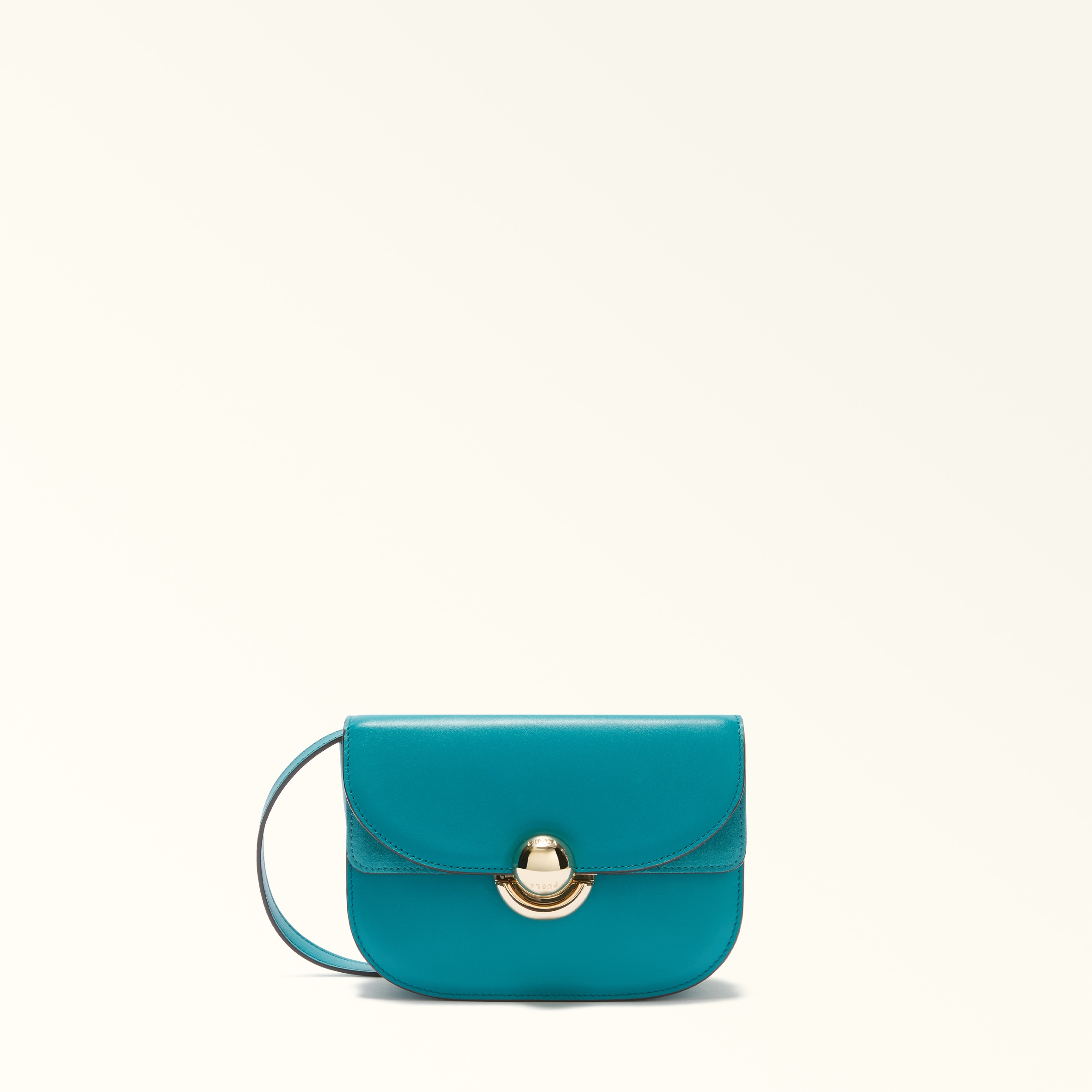 Furla Blue Sfera Crossbody Mini Amatore Soft Calf Leather + Suede Woman