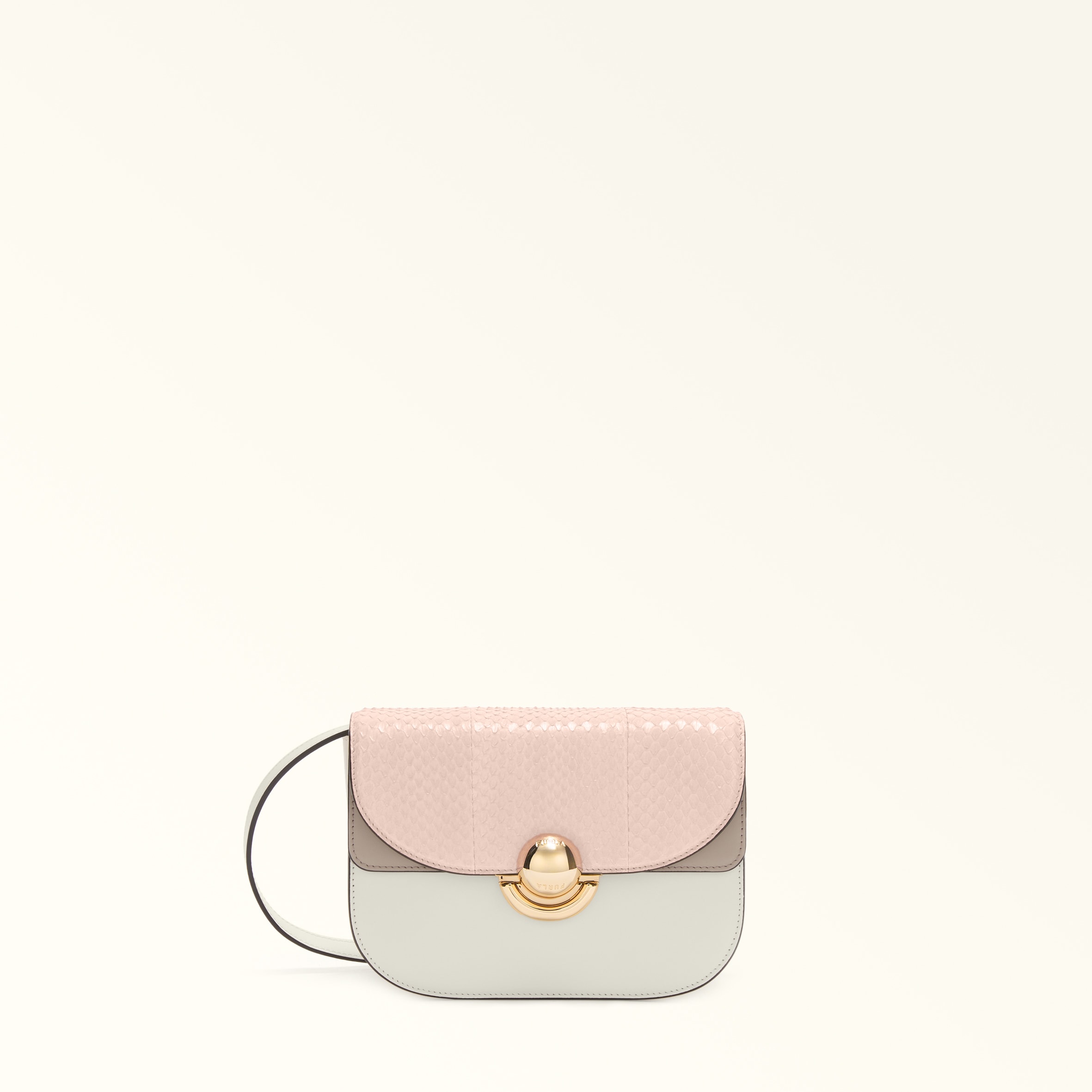 Furla Sfera Borsa A Tracolla Mini Dusty Pink Rosa Pelle Elaphe Lux + Pelle Di Vitello Morbida Donna