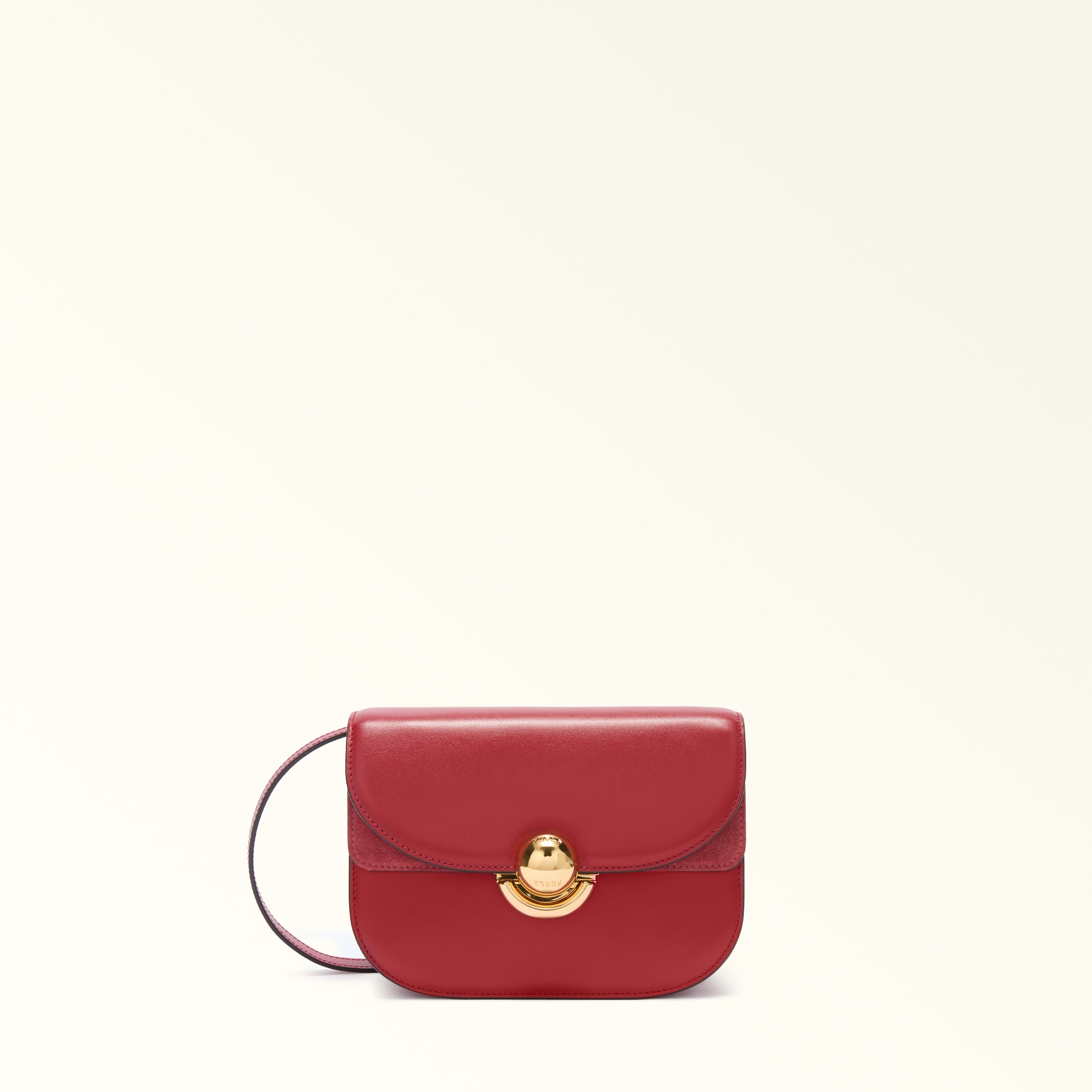 Furla Sfera Borsa A Tracolla Mini Lacca Rosso Pelle Di Vitello Morbida + Camoscio Donna In Red