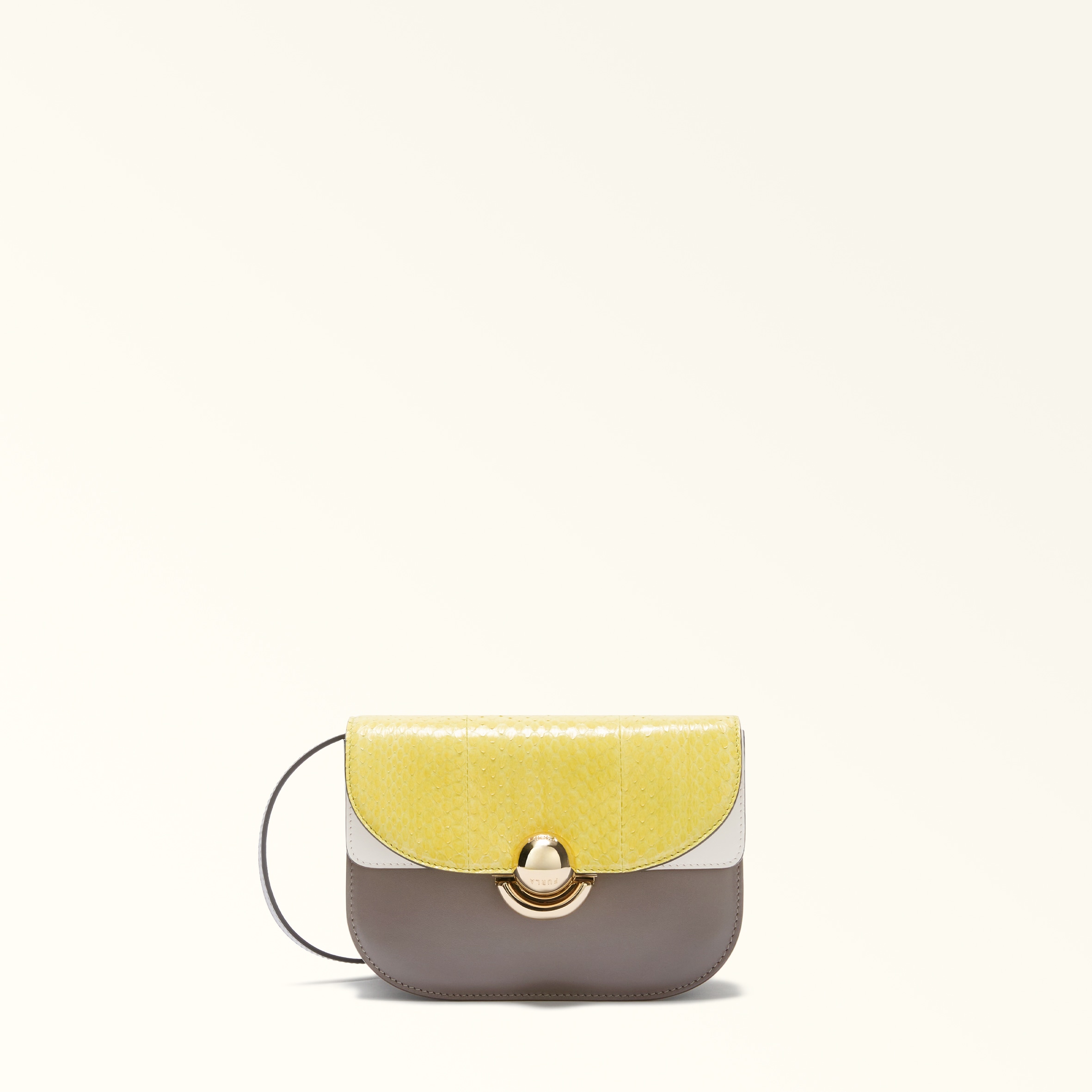Furla Yellow Sfera Crossbody Mini M Elaphe Lux Leather + Soft Calf Leather Woman