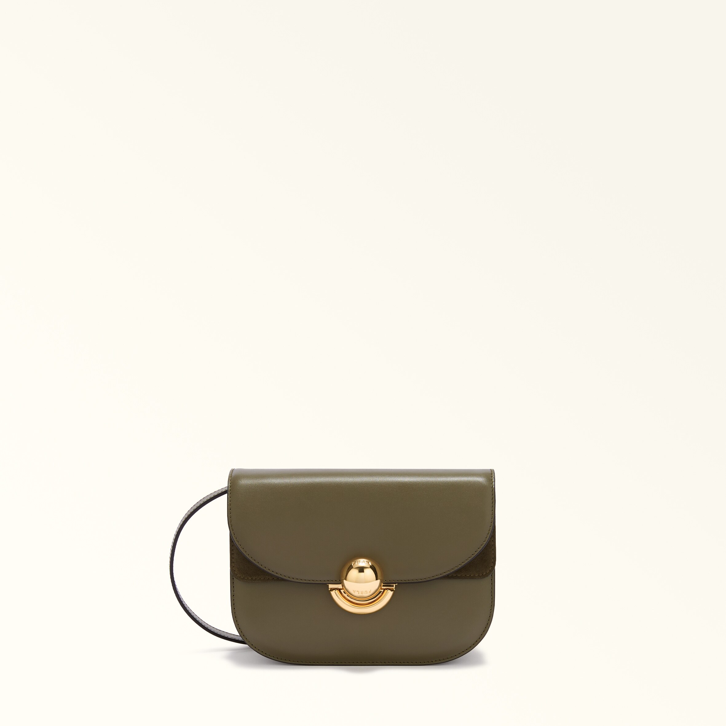 Furla Sfera Borsa A Tracolla Mini Sage Verde Pelle Di Vitello Morbida + Camoscio Donna In Brown