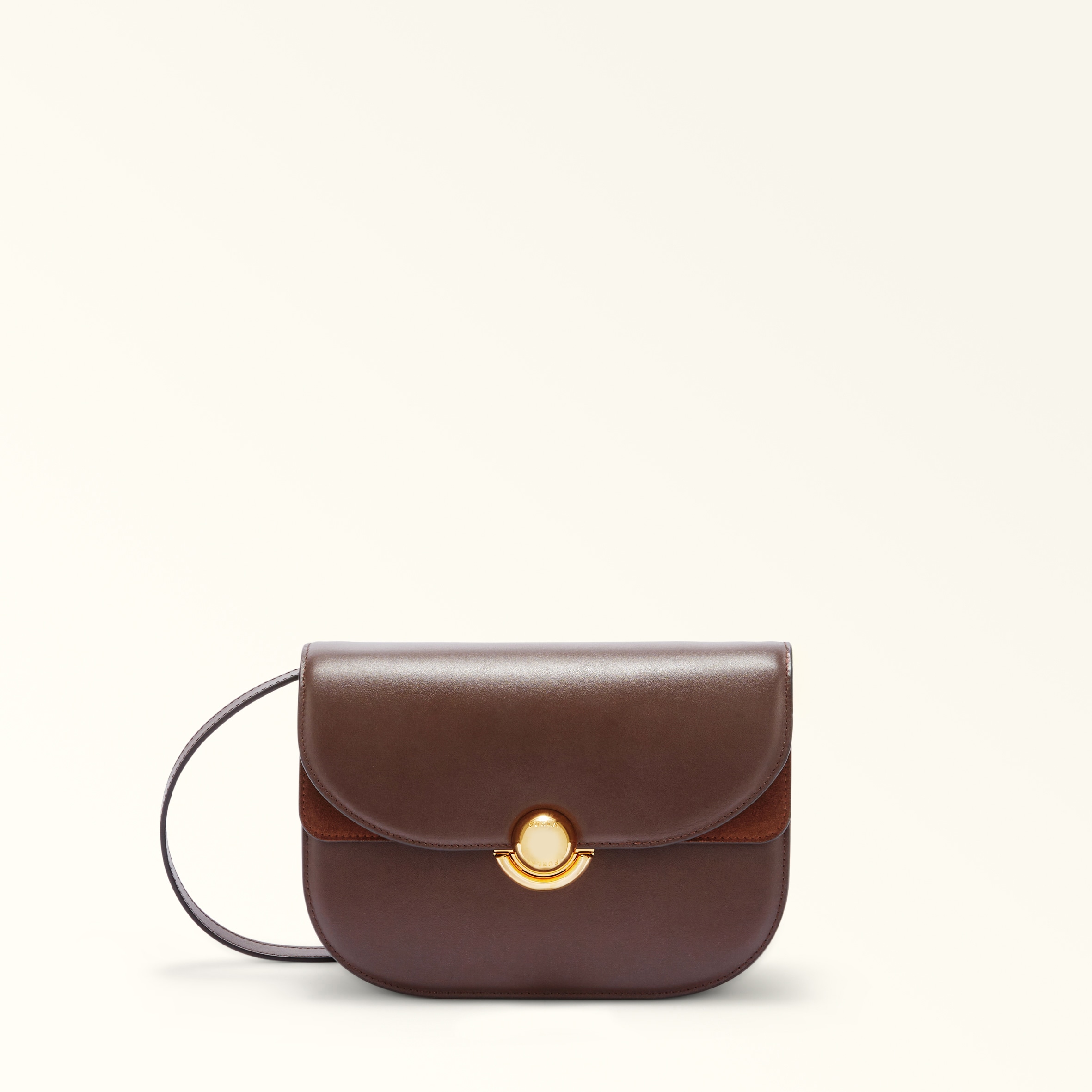 Furla Donna Marrone Sfera Borsa A Tracolla Cioccolato Pelle Di Vitello Morbida + Camoscio