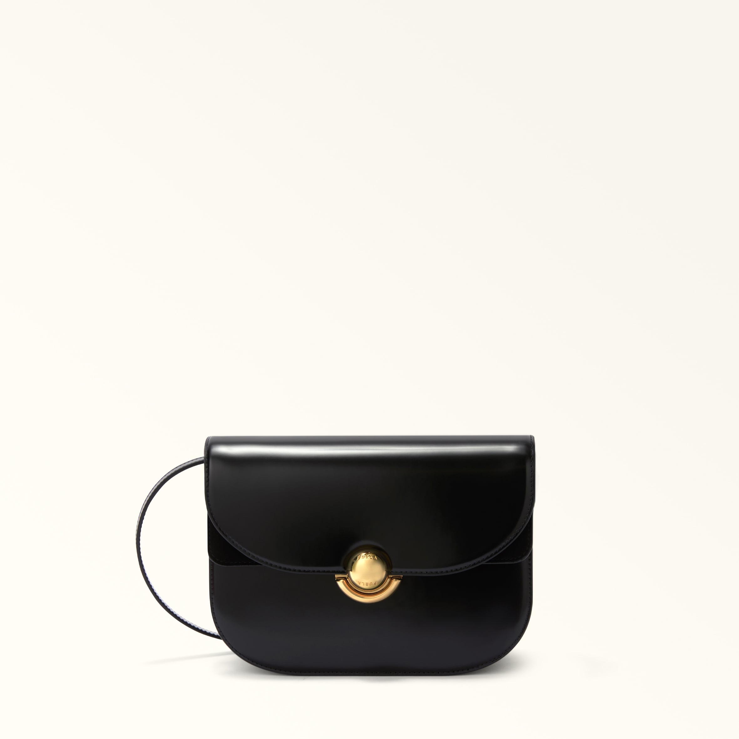 Furla Sfera Borsa A Tracolla S Nero Nero Vitello Spazzolato + Camoscio Donna In Black