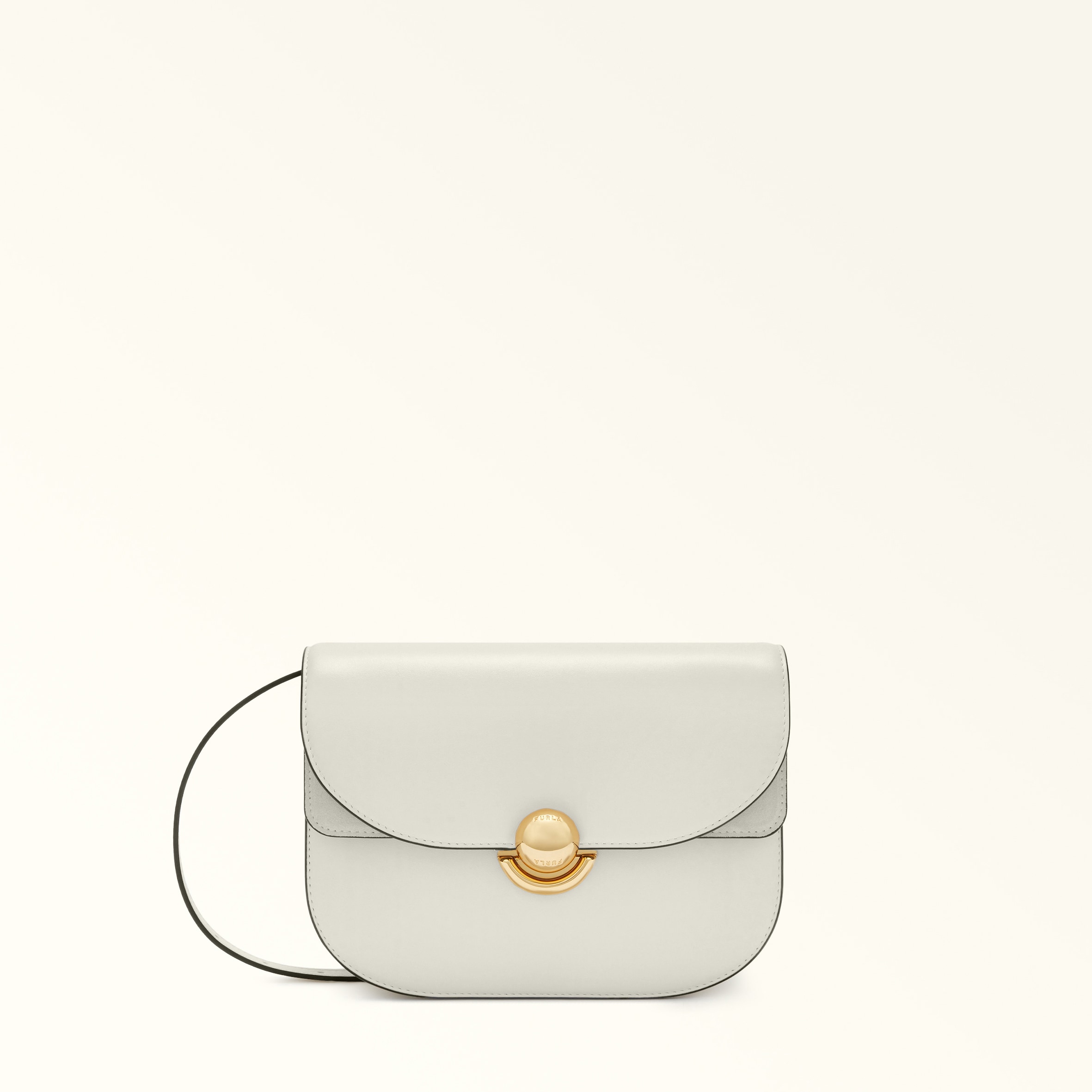 Furla Donna Bianco Sfera Borsa A Tracolla S Panna Pelle Di Vitello Morbida + Camoscio
