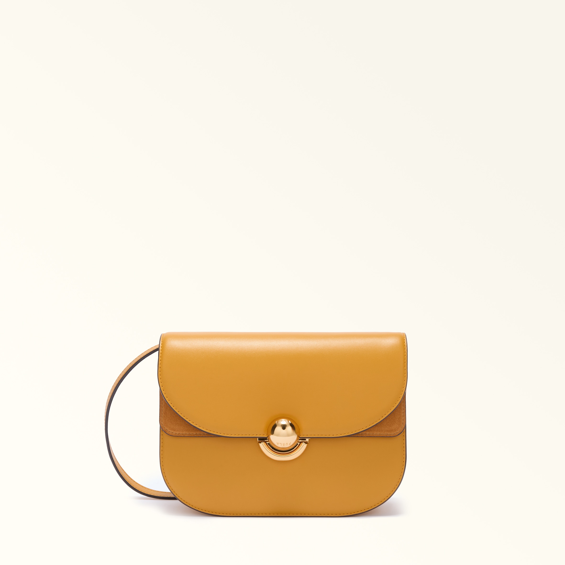 Furla Sfera Borsa A Tracolla S Senape Giallo Pelle Di Vitello Morbida + Camoscio Donna In Yellow